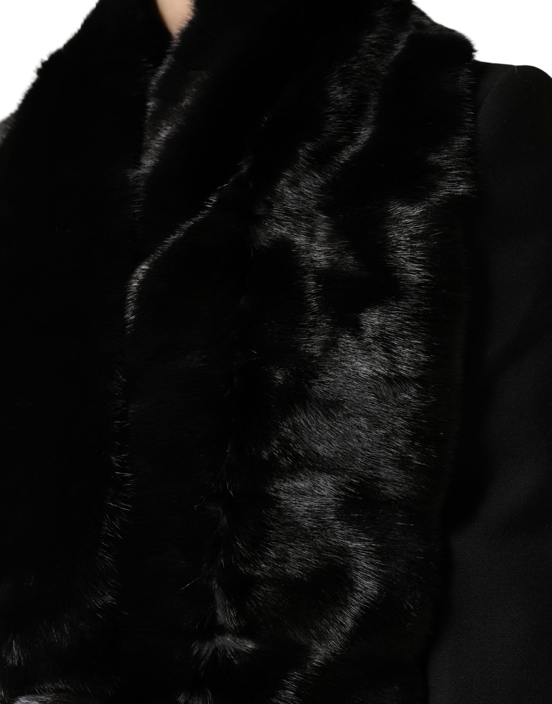 Dolce & Gabbana Black Fur Shawl Neck Wrap Cover Collar Scarf - 4