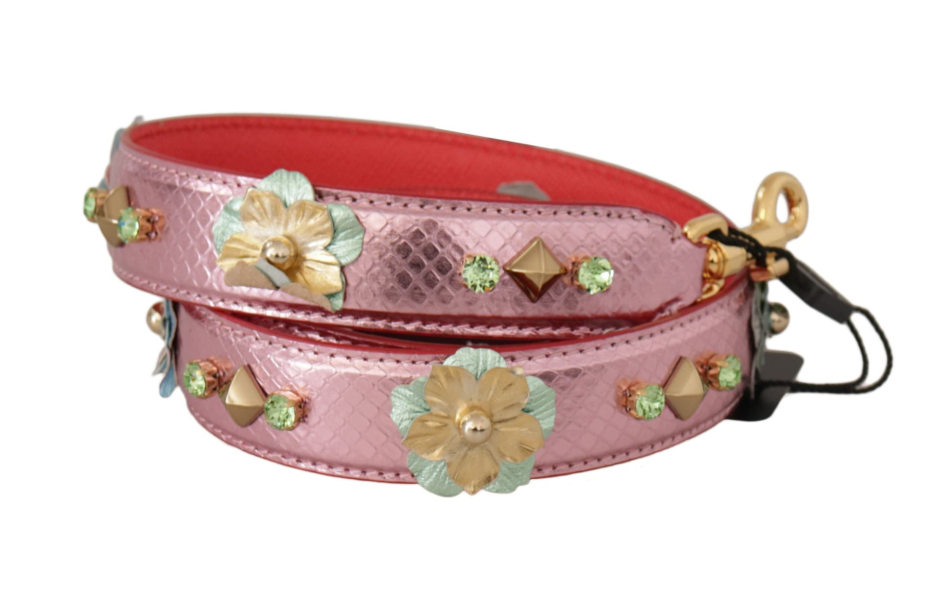 Dolce & Gabbana Metallic Pink Leather Studded Shoulder Strap - 2