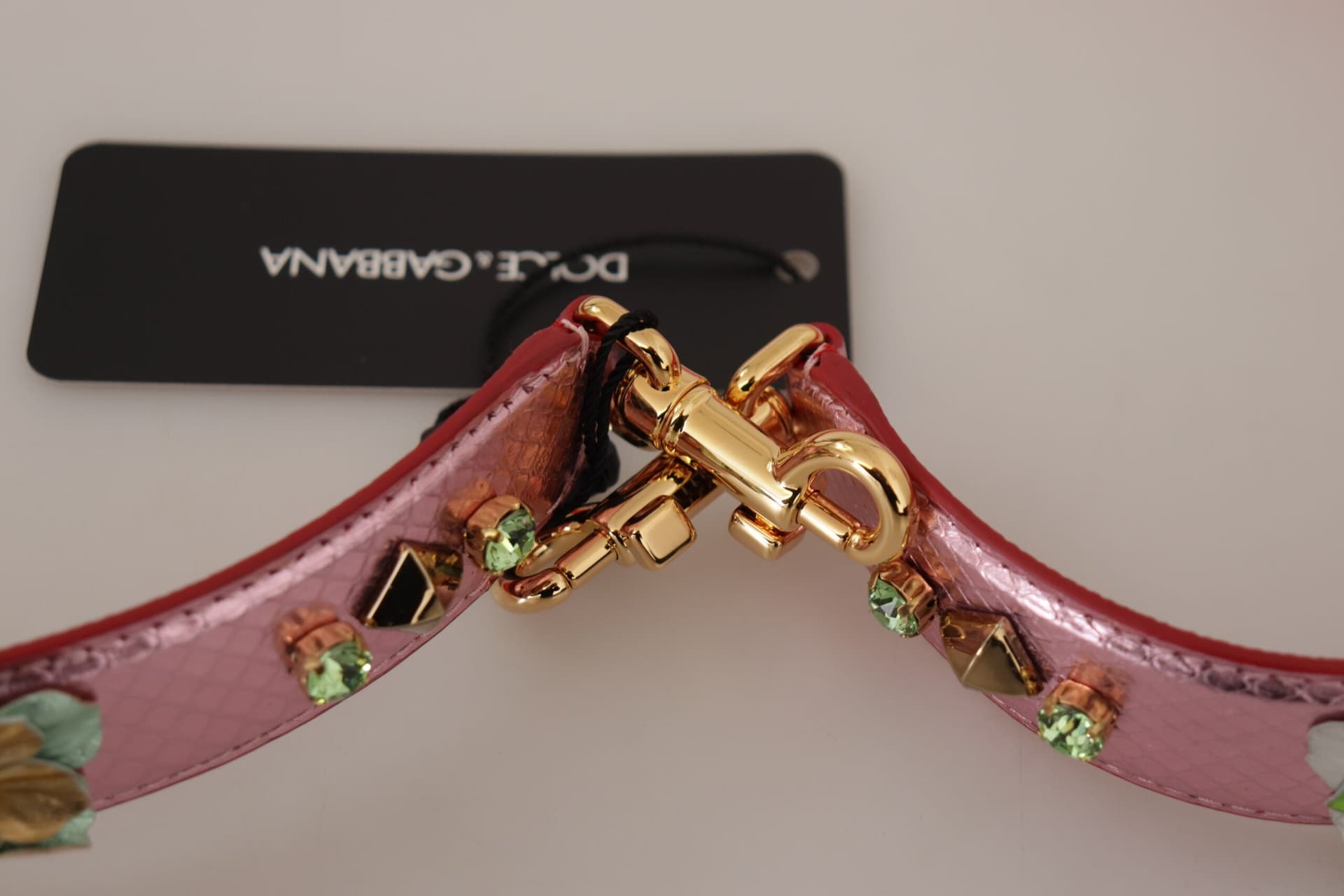 Dolce & Gabbana Metallic Pink Leather Studded Shoulder Strap - 3