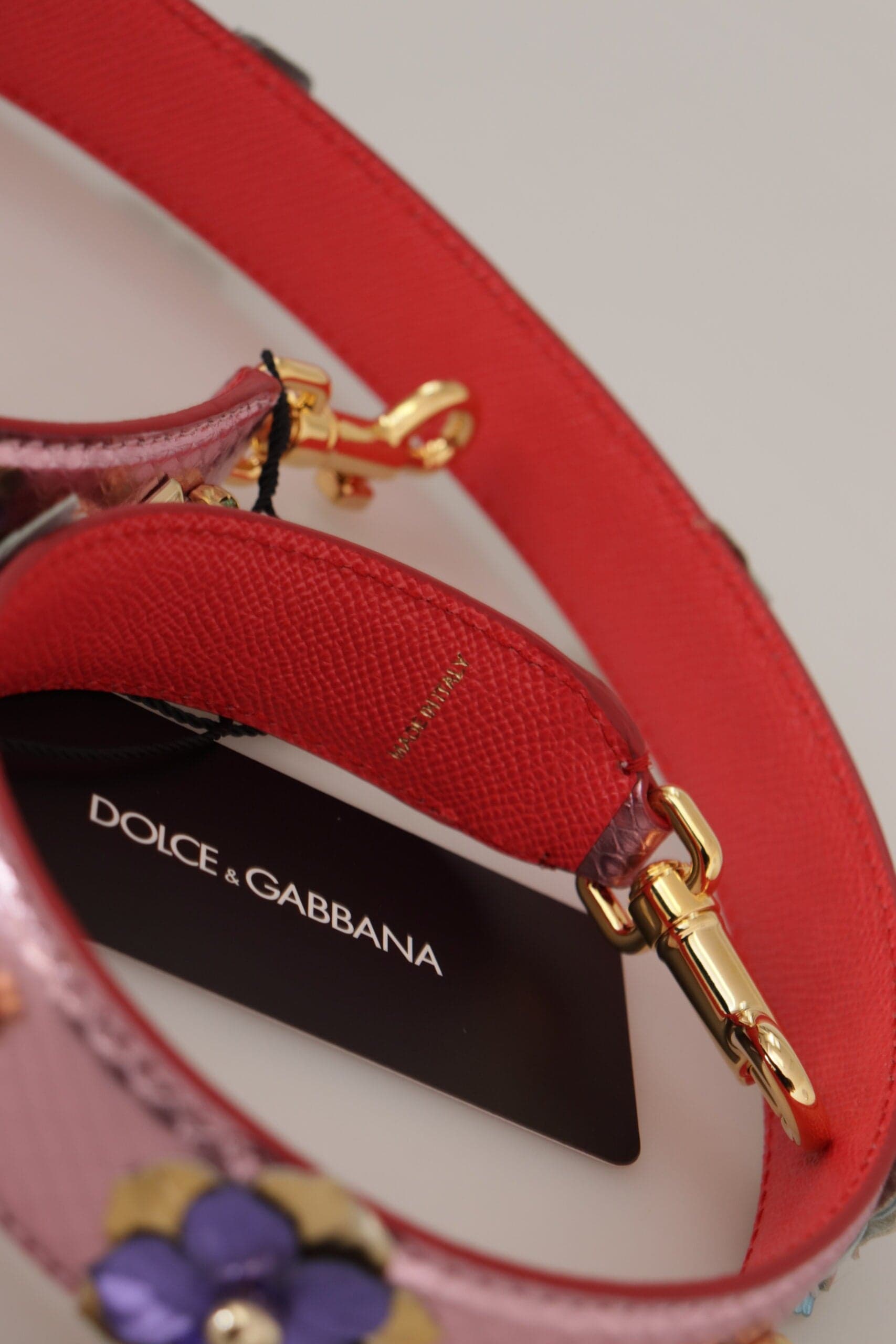 Dolce & Gabbana Metallic Pink Leather Studded Shoulder Strap - 7