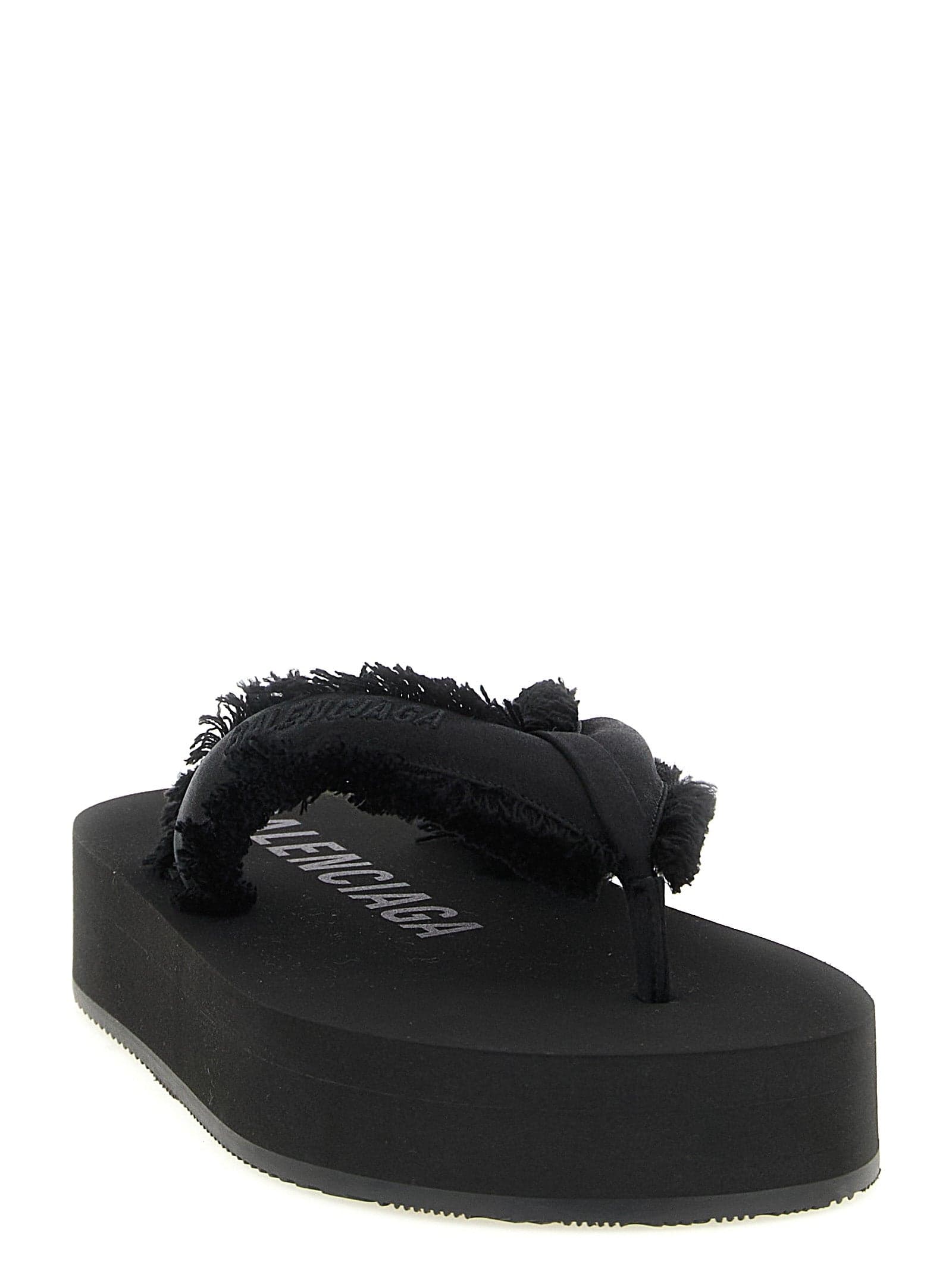 Balenciaga Black Viscose Slides - 3