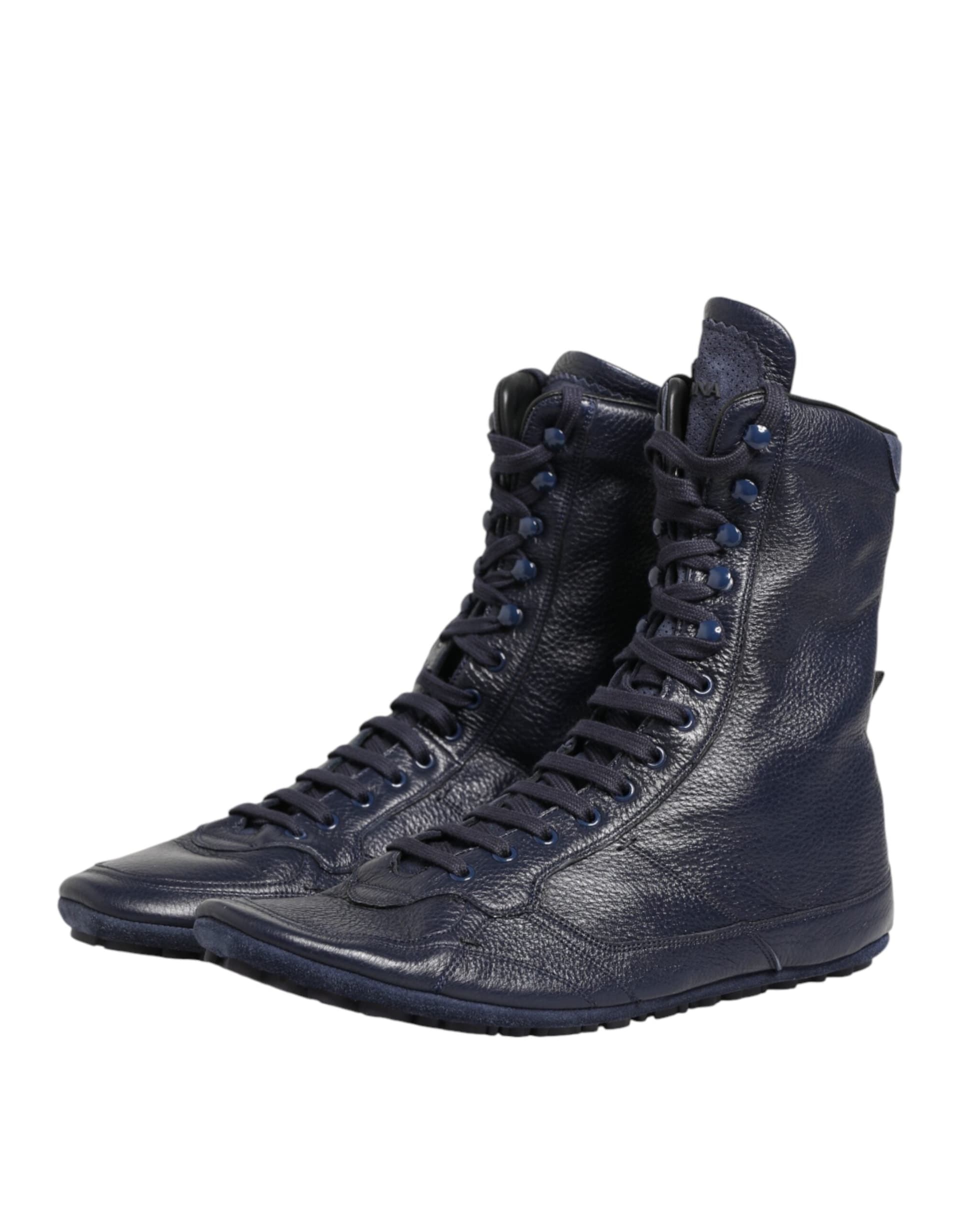 Dolce & Gabbana Dark Blue Deer Leather Mid Calf Boots Shoes - 3