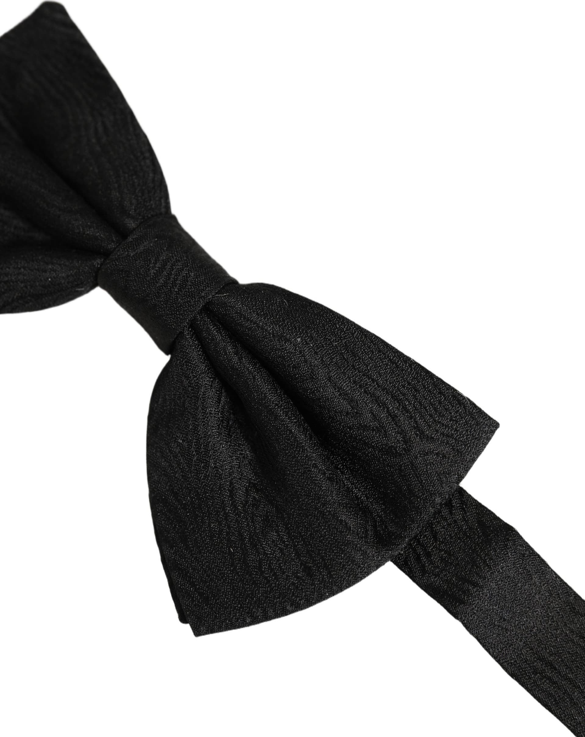 Dolce & Gabbana Men Black Silk Brocade Adjustable Neck Papillon Bow Tie - 4