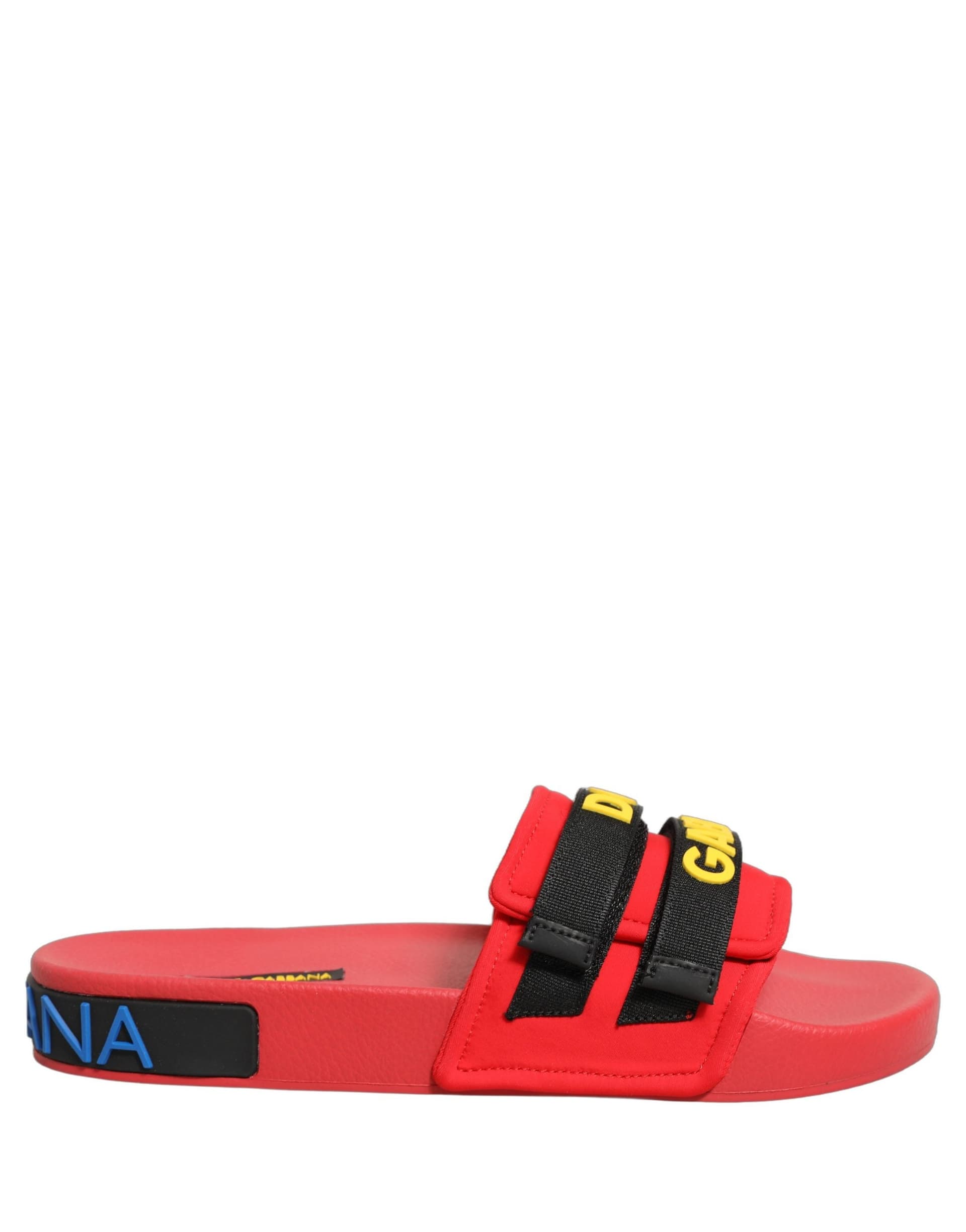 Dolce & Gabbana Red Neoprene Slides Flats Beachwear Shoes - 3