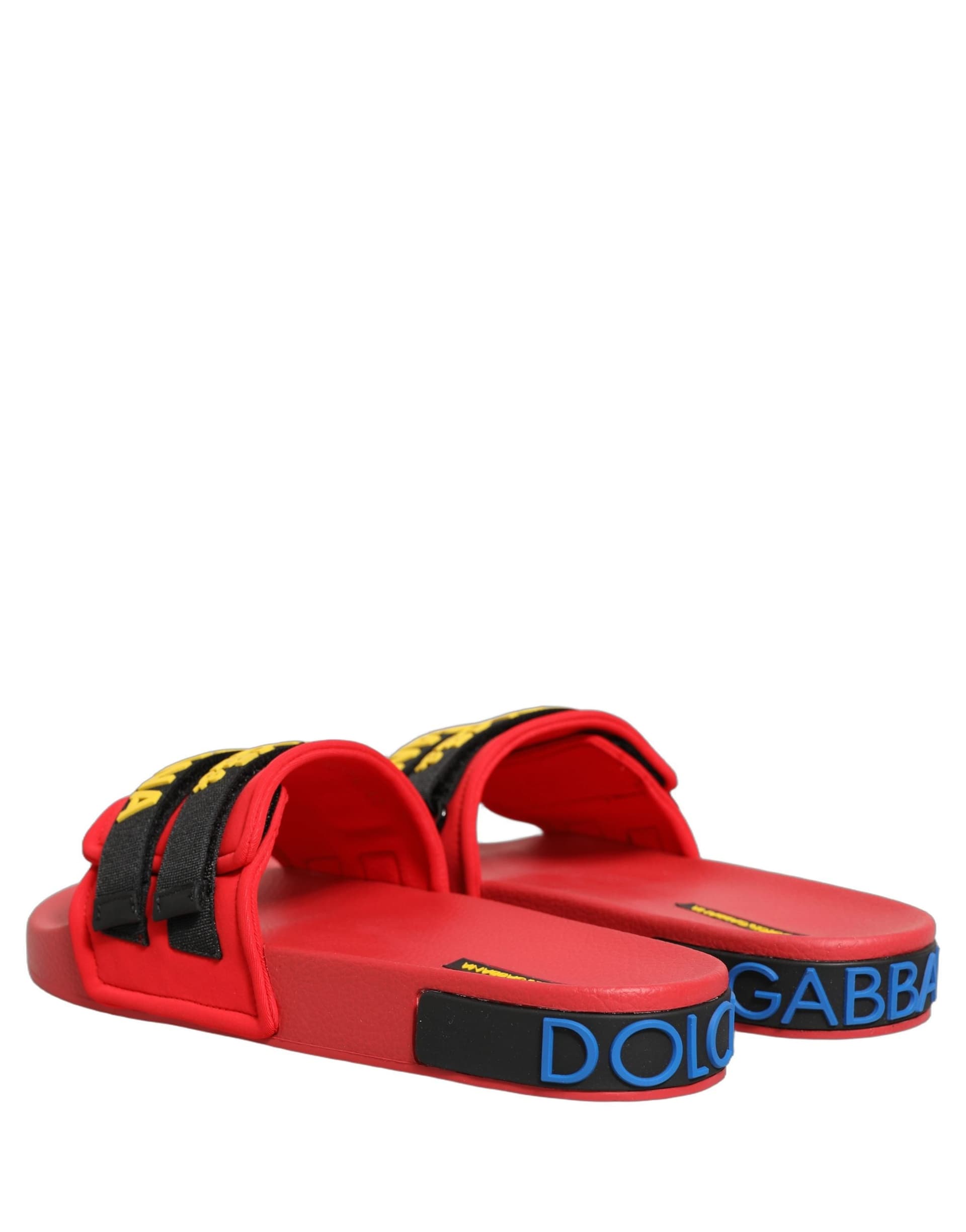 Dolce & Gabbana Red Neoprene Slides Flats Beachwear Shoes - 4