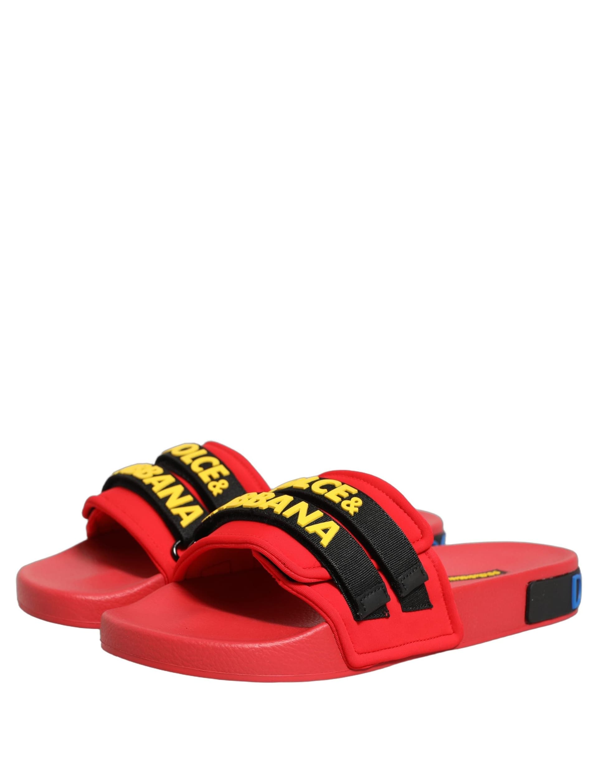 Dolce & Gabbana Red Neoprene Slides Flats Beachwear Shoes - 6