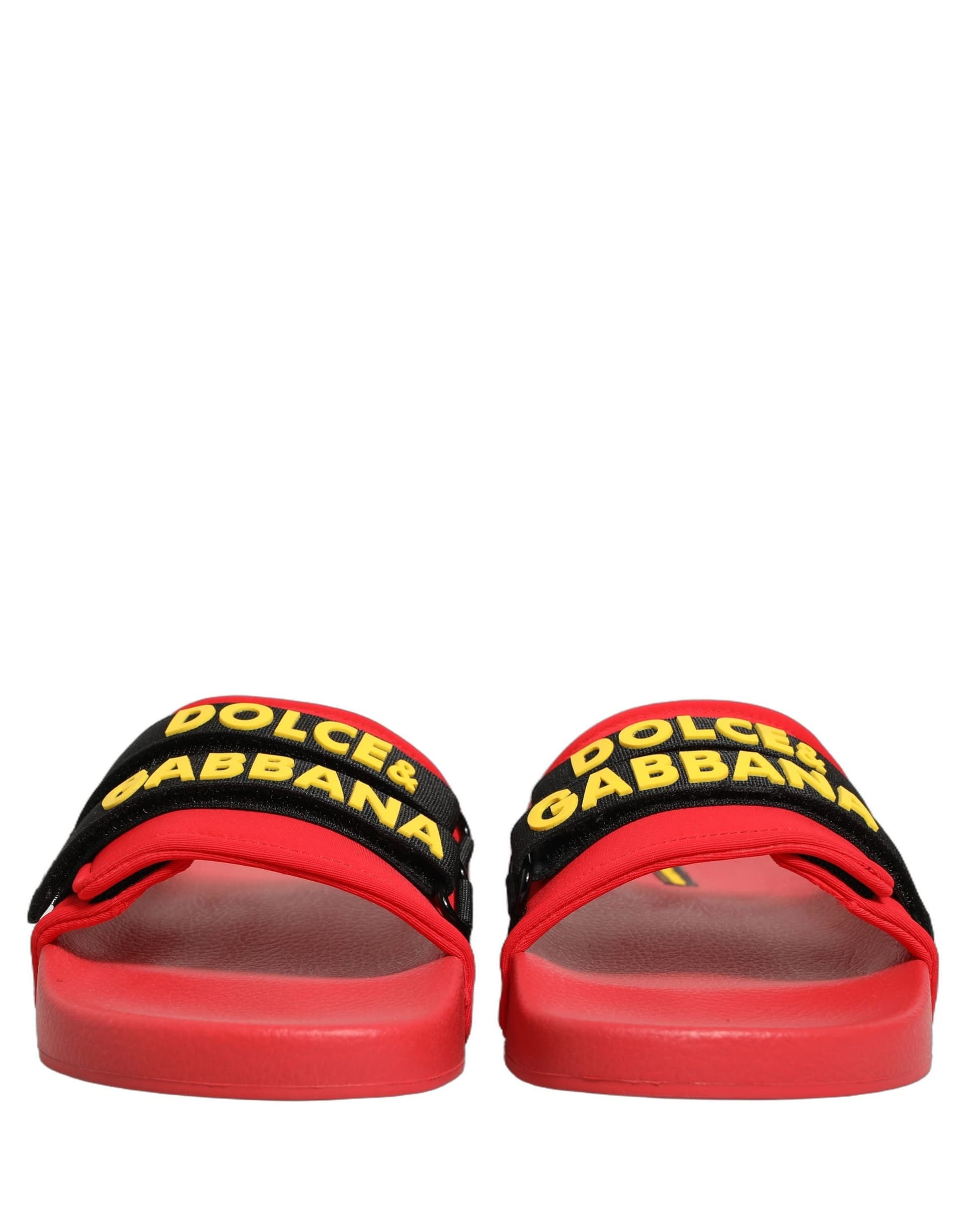Dolce & Gabbana Red Neoprene Slides Flats Beachwear Shoes - 8