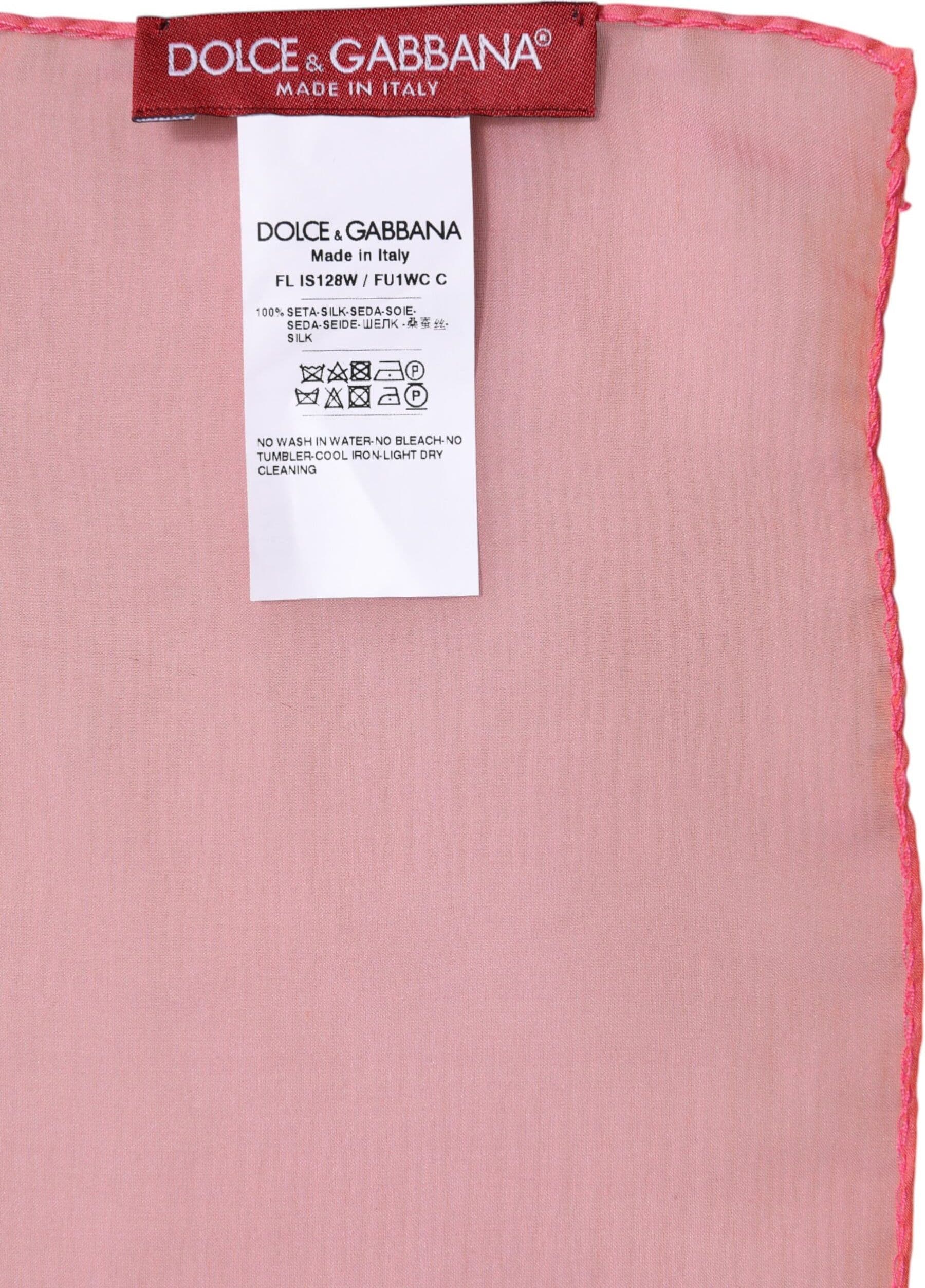 Dolce & Gabbana Pink Silk Rectangle Women Wrap Shawl Scarf - 4