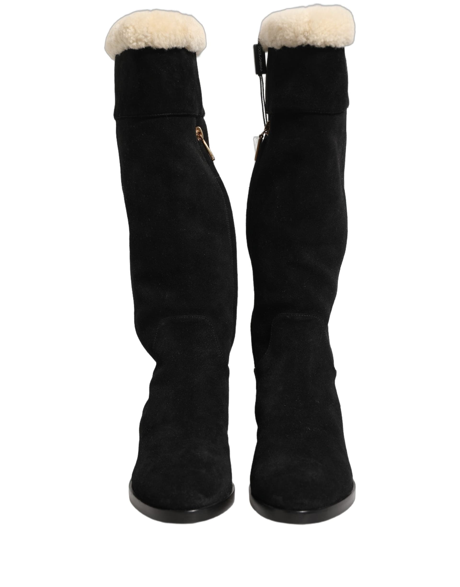 Dolce & Gabbana Suede Leather Knee High Boots Black - 5