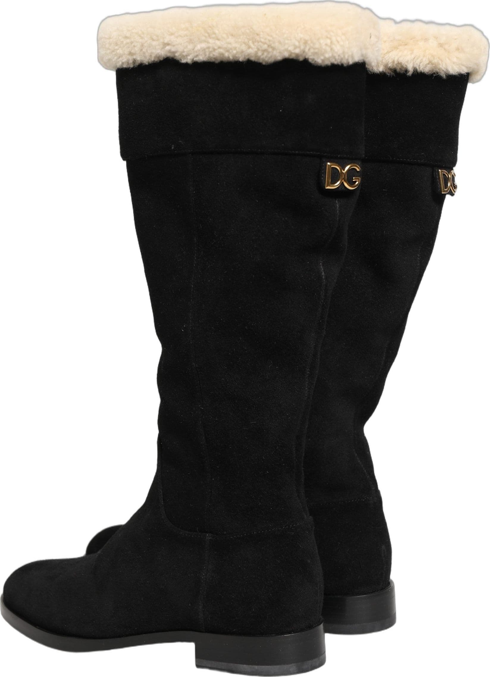 Dolce & Gabbana Suede Leather Knee High Boots Black - 8