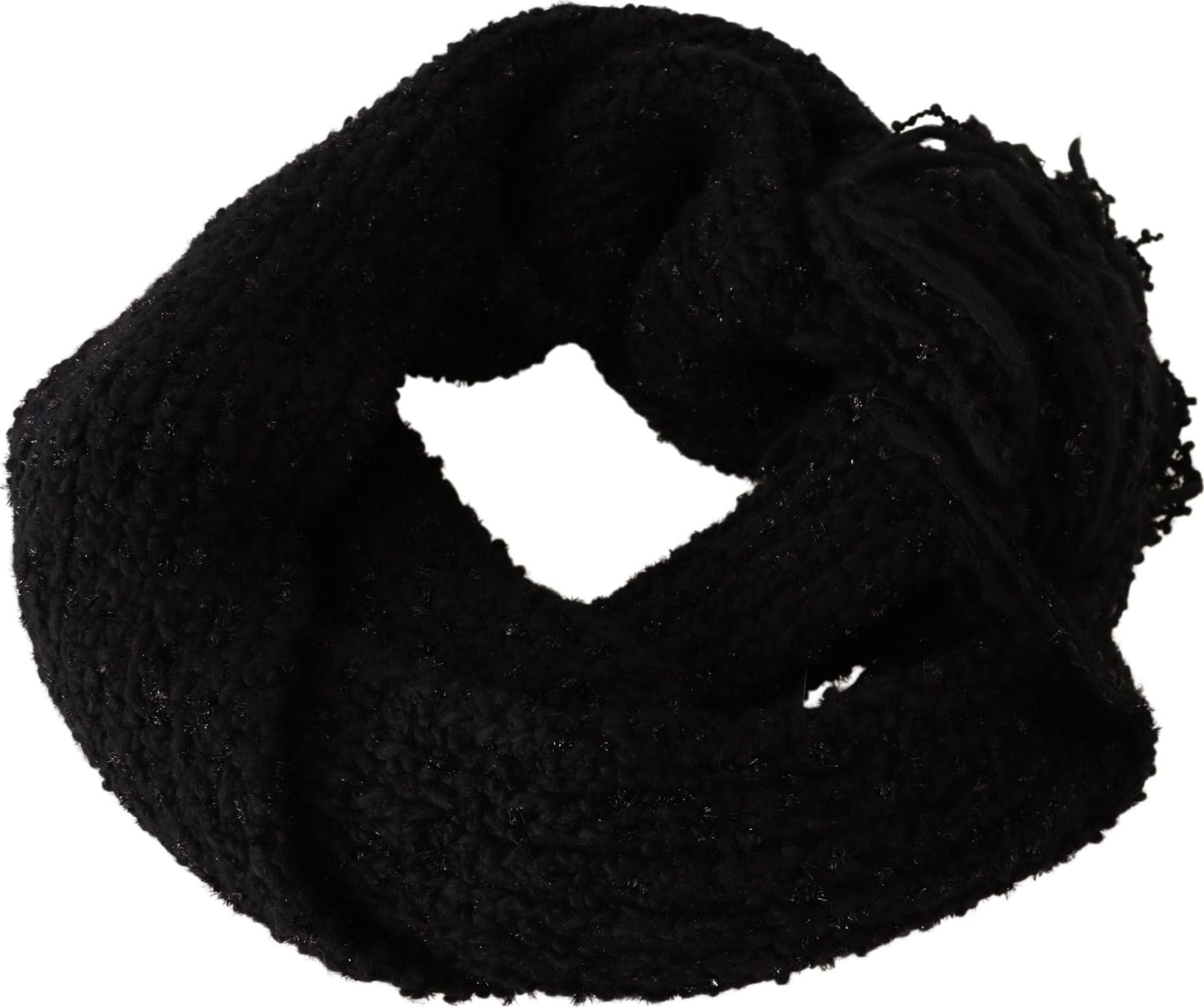 Dolce & Gabbana Black Virgin Wool Knitted Wrap Shawl Scarf - 2