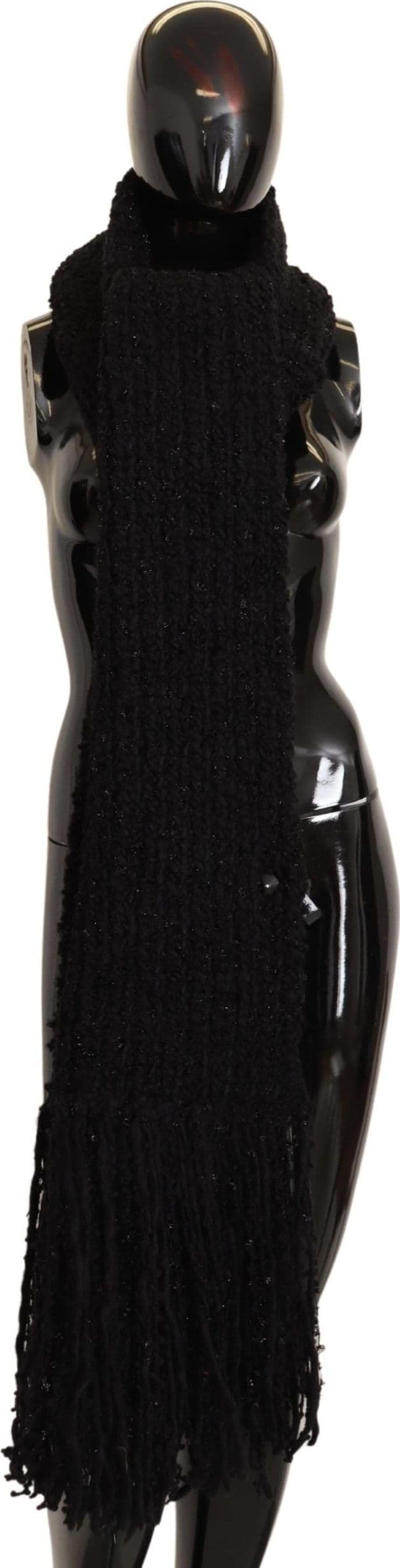 Dolce & Gabbana Black Virgin Wool Knitted Wrap Shawl Scarf - 4