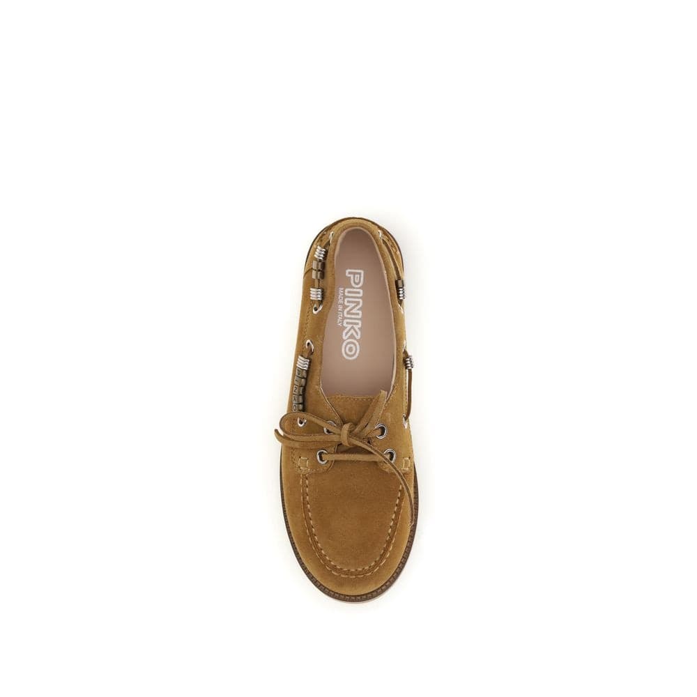 PINKO Brown Calf Leather Bos Taurus Slip-On Loafers - 4