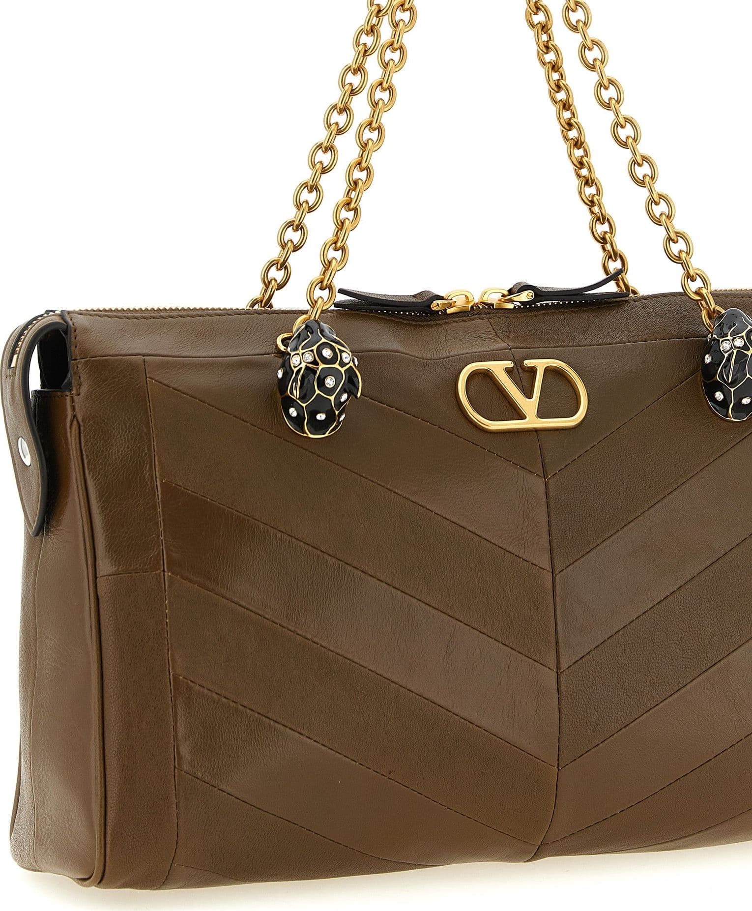 Valentino Garavani Brown Lamb Leather Shoulder Bag - 3