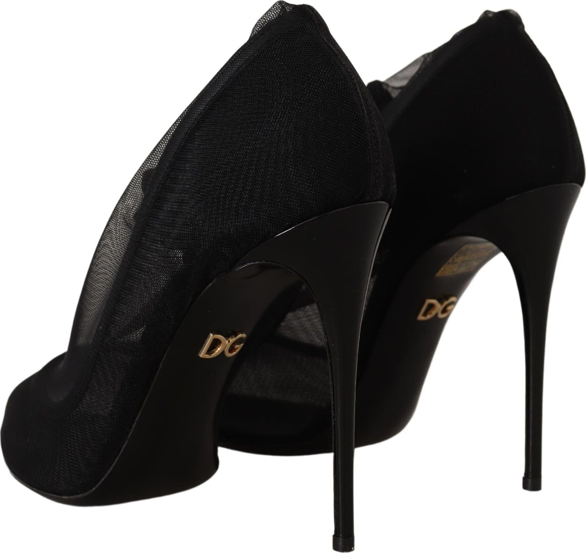 Dolce & Gabbana Black Tulle Stretch Boots Pumps Shoes - 2