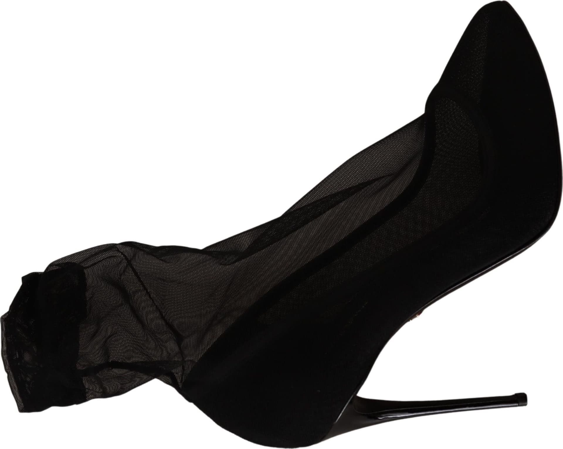 Dolce & Gabbana Black Tulle Stretch Boots Pumps Shoes - 7