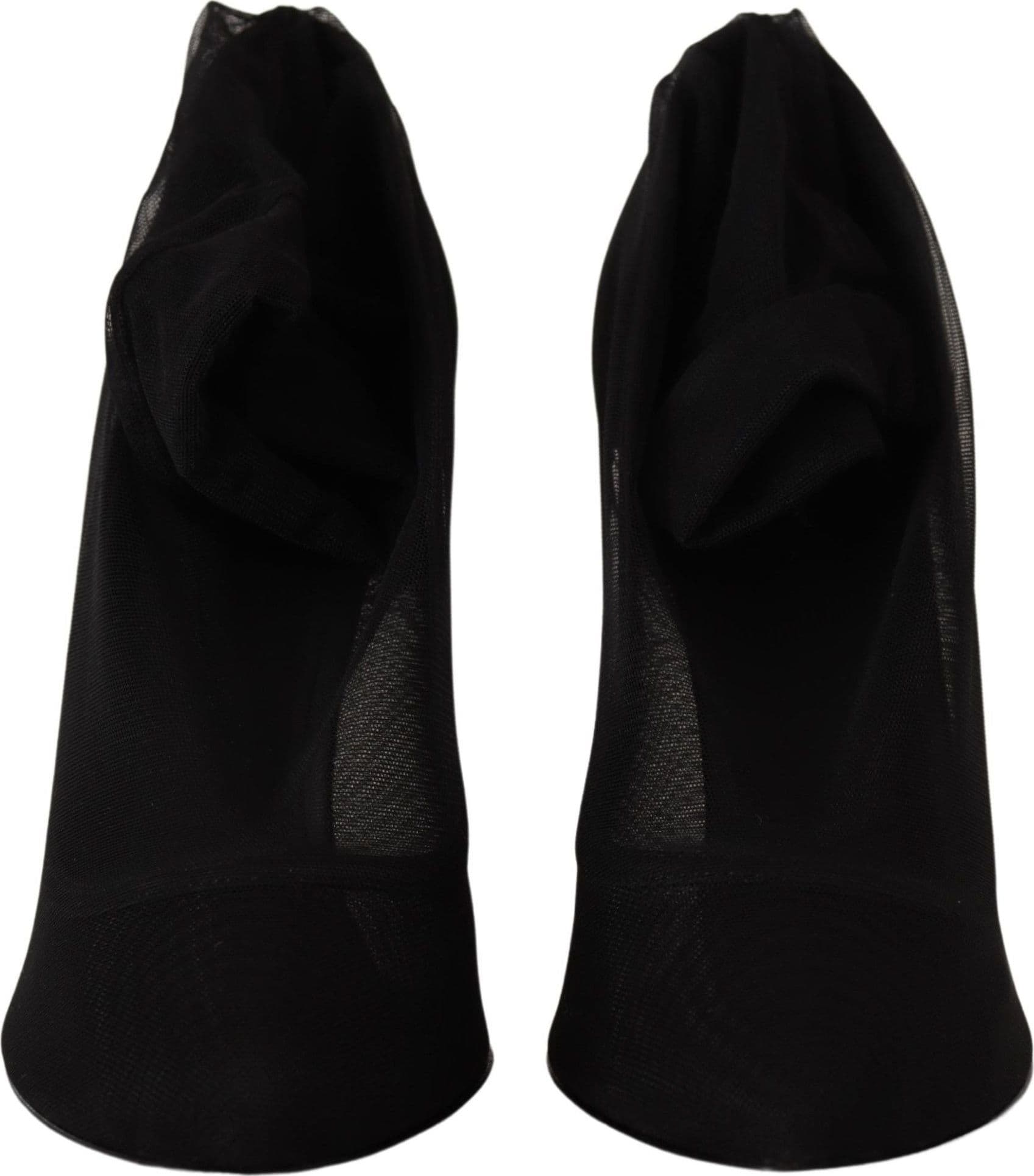 Dolce & Gabbana Black Tulle Stretch Boots Pumps Shoes - 8