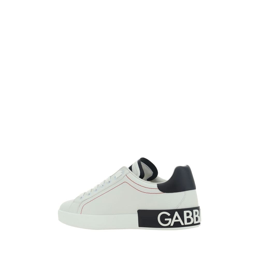 Dolce & Gabbana White Calf Leather Bos Taurus Low Top Sneakers - 3