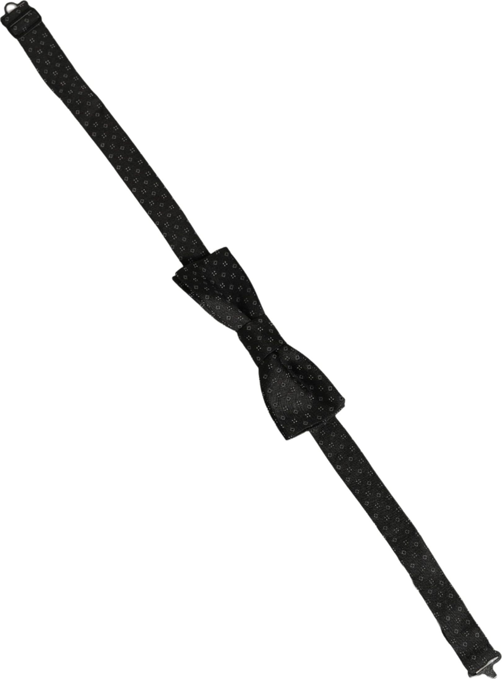 Dolce & Gabbana Black Diamond Pattern Adjustable Neck Papillon Bow Tie - 2