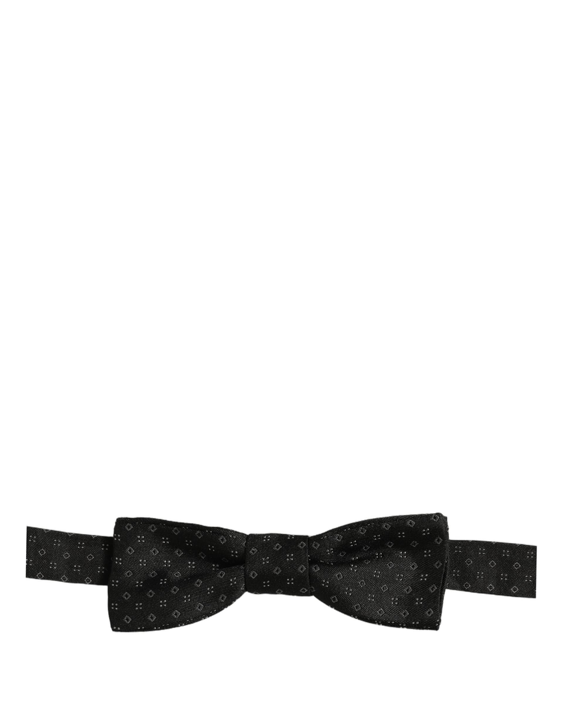 Dolce & Gabbana Black Diamond Pattern Adjustable Neck Papillon Bow Tie - 4