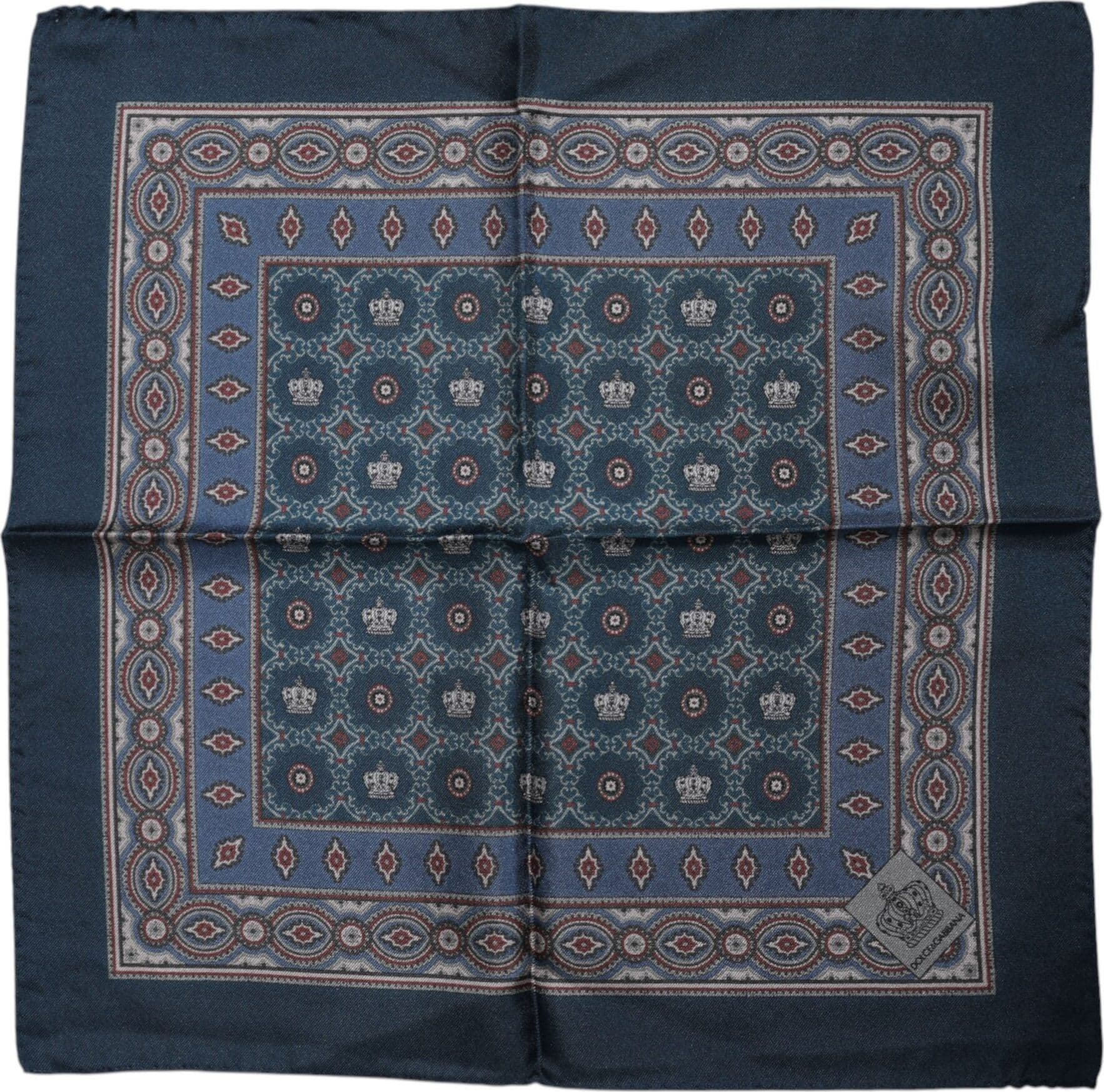 Dolce & Gabbana Blue Printed Silk Square Men Foulard Scarf