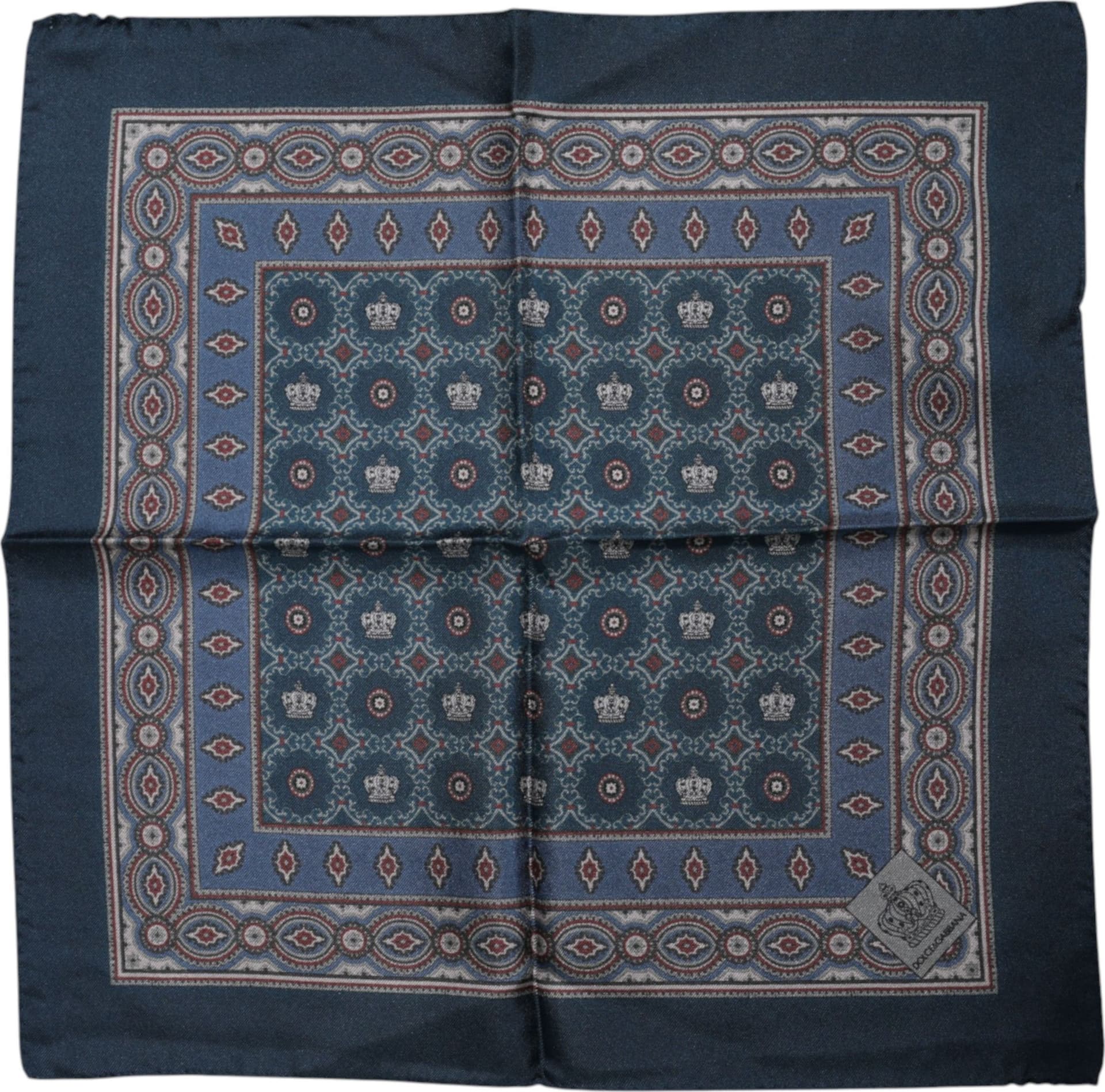 Dolce & Gabbana Blue Printed Silk Square Men Foulard Scarf - 3