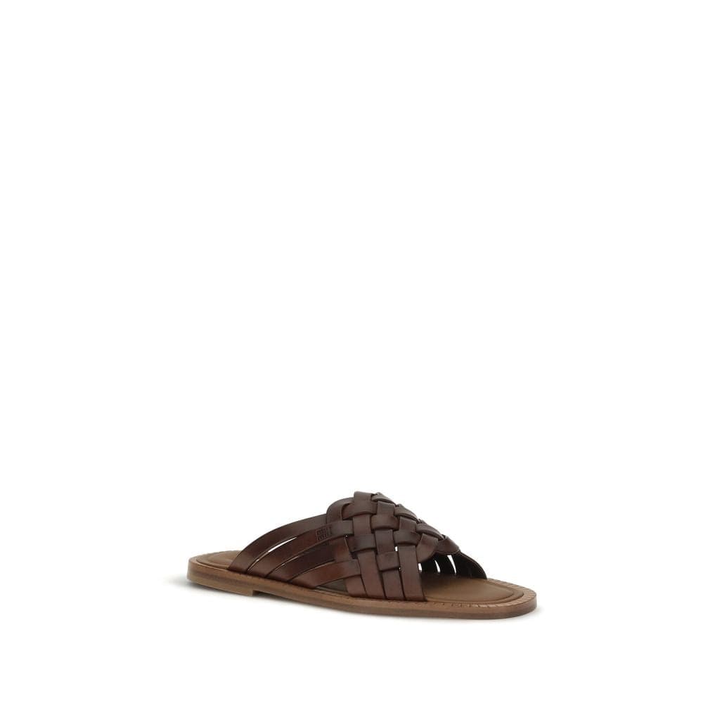 Miu Miu Brown Calf Leather Bos Taurus Flat Sandals - 2