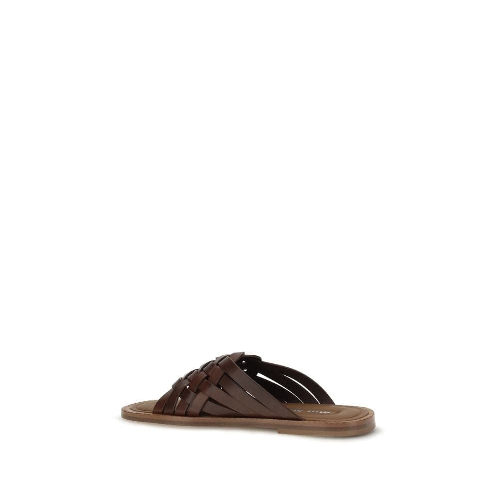 Miu Miu Brown Calf Leather Bos Taurus Flat Sandals - 3
