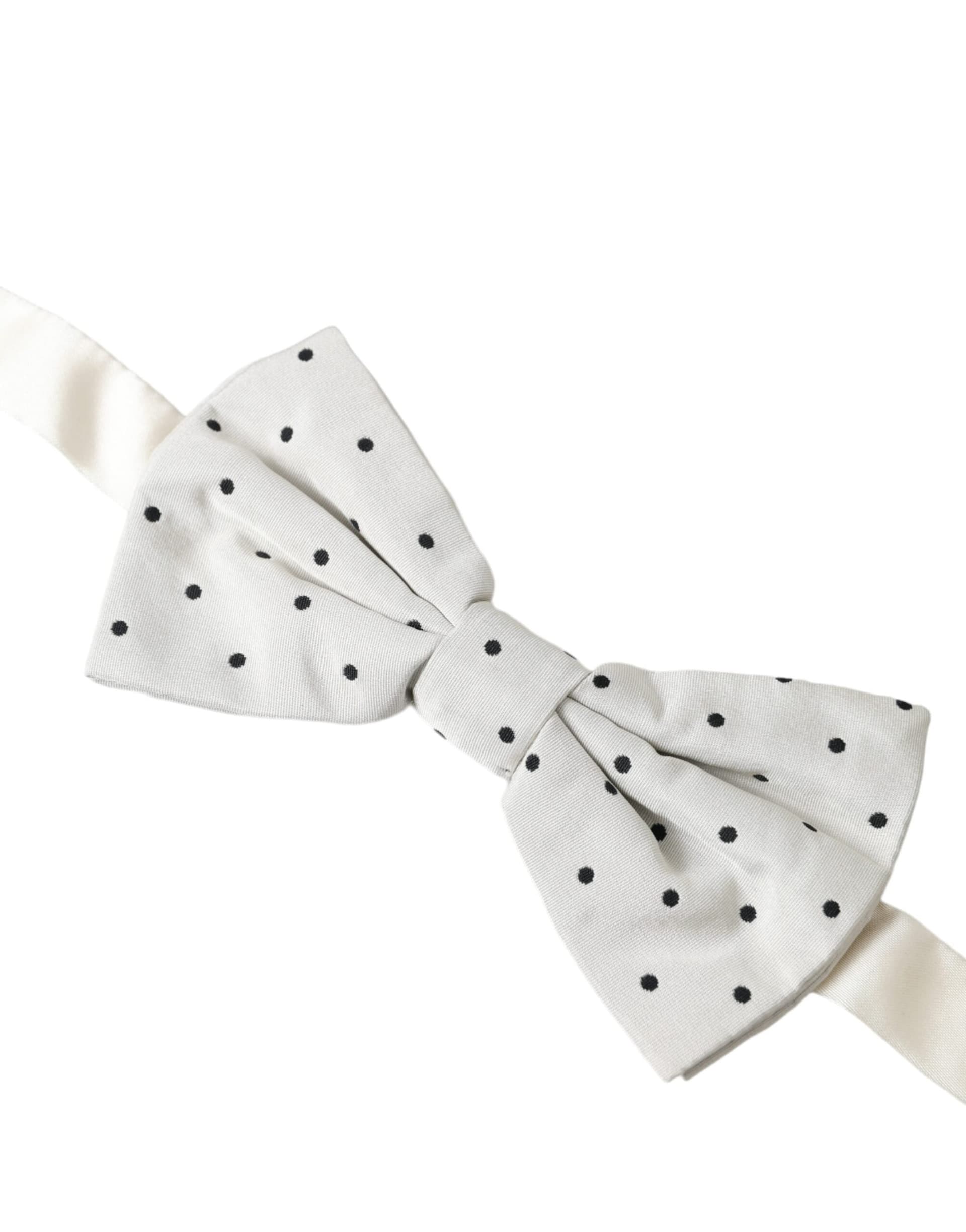 Dolce & Gabbana White Black Polka Dot Polyester Bow Tie Men - 2