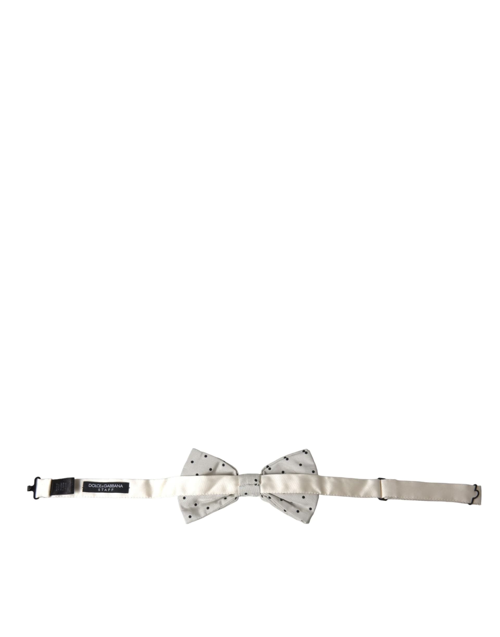 Dolce & Gabbana White Black Polka Dot Polyester Bow Tie Men - 3