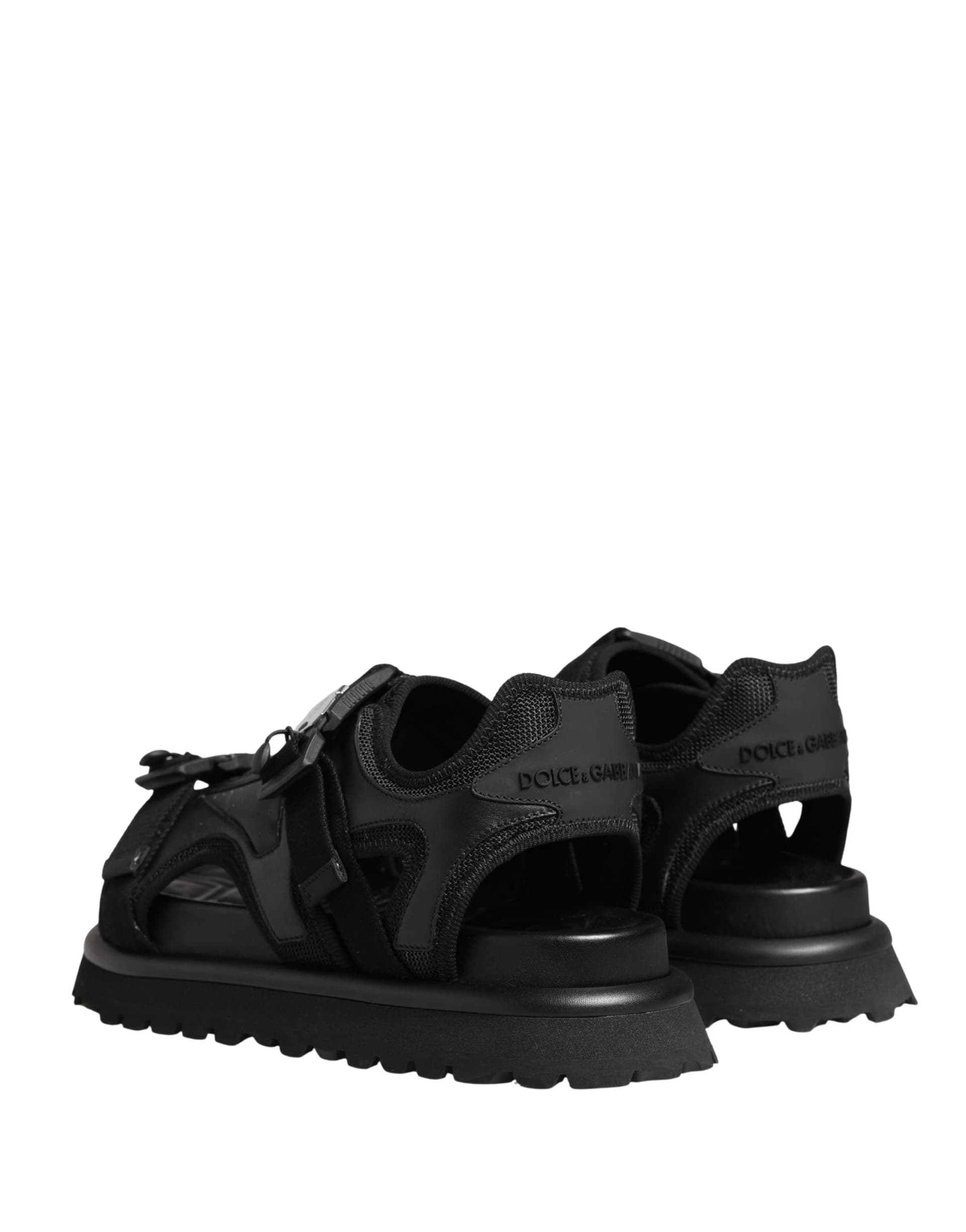 Dolce & Gabbana Black Logo Detailed Men Chunky Sandals Shoes - 4