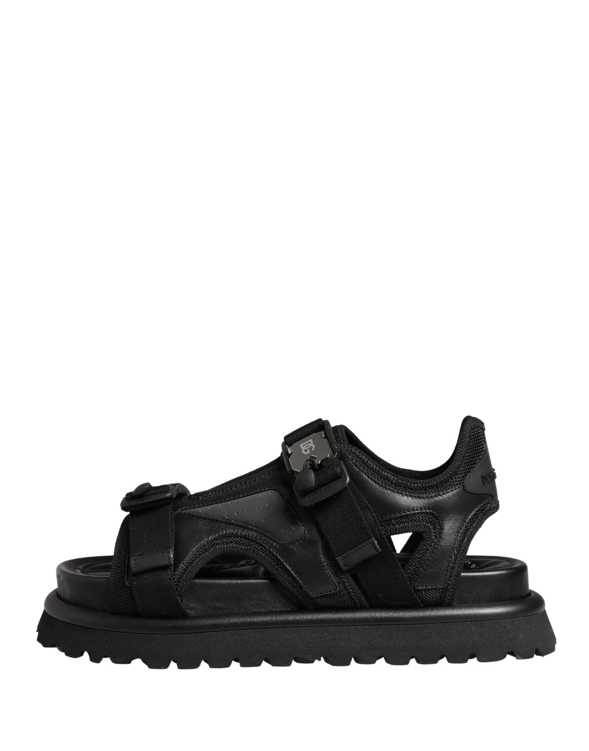 Dolce & Gabbana Black Logo Detailed Men Chunky Sandals Shoes - 5