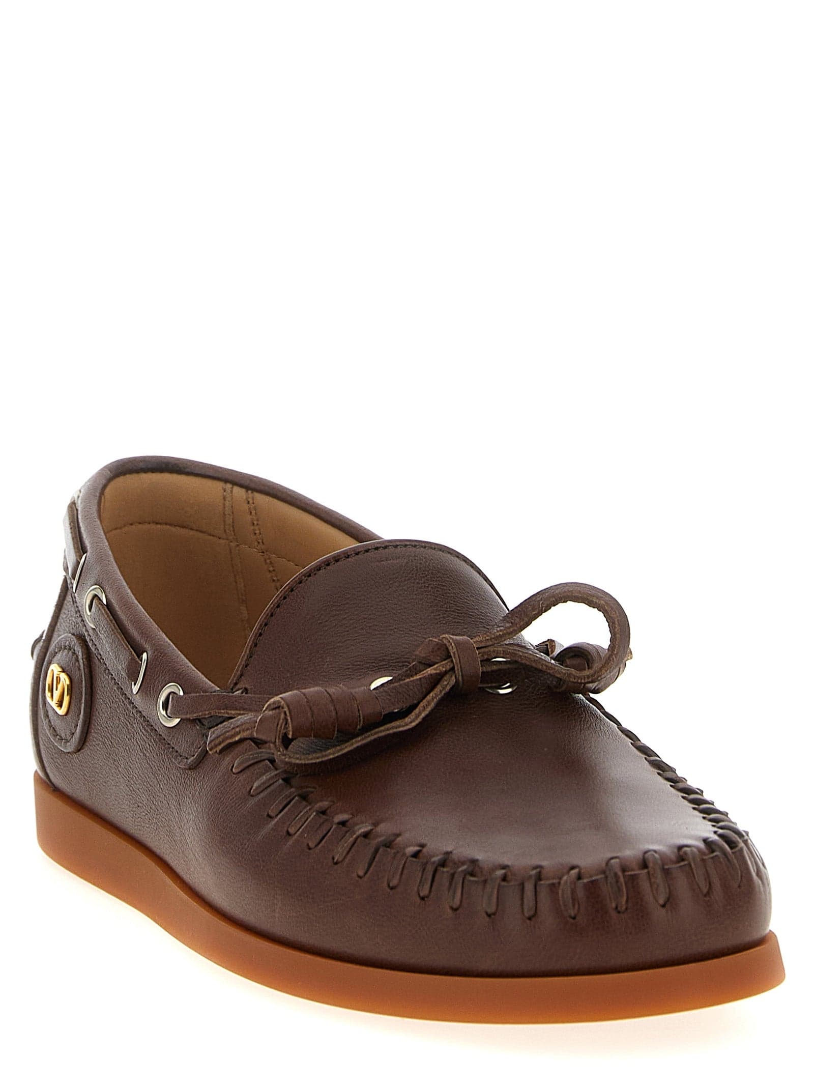 Valentino Garavani Brown Buffalo Leather Moccassin - 2
