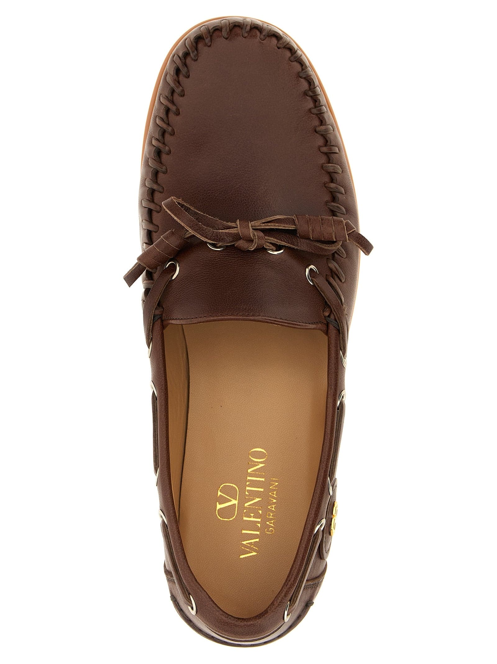 Valentino Garavani Brown Buffalo Leather Moccassin - 4