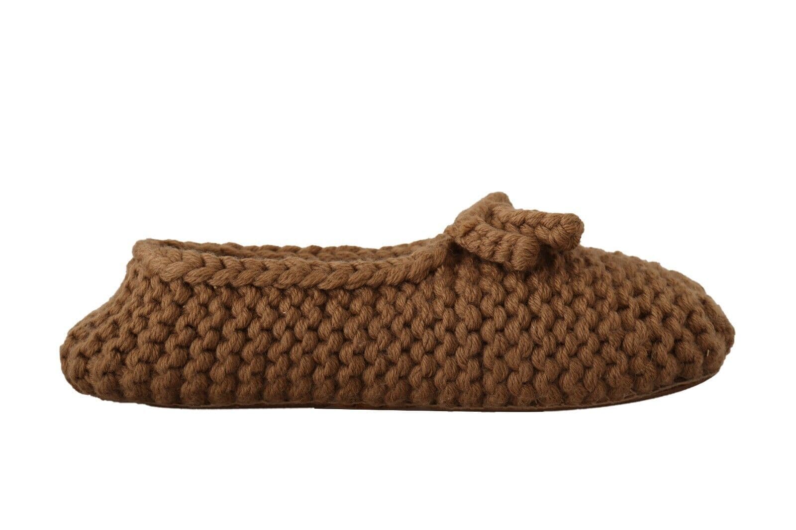 Dolce & Gabbana Brown Slip On Ballerina Flats Wool Knit Shoes - 8