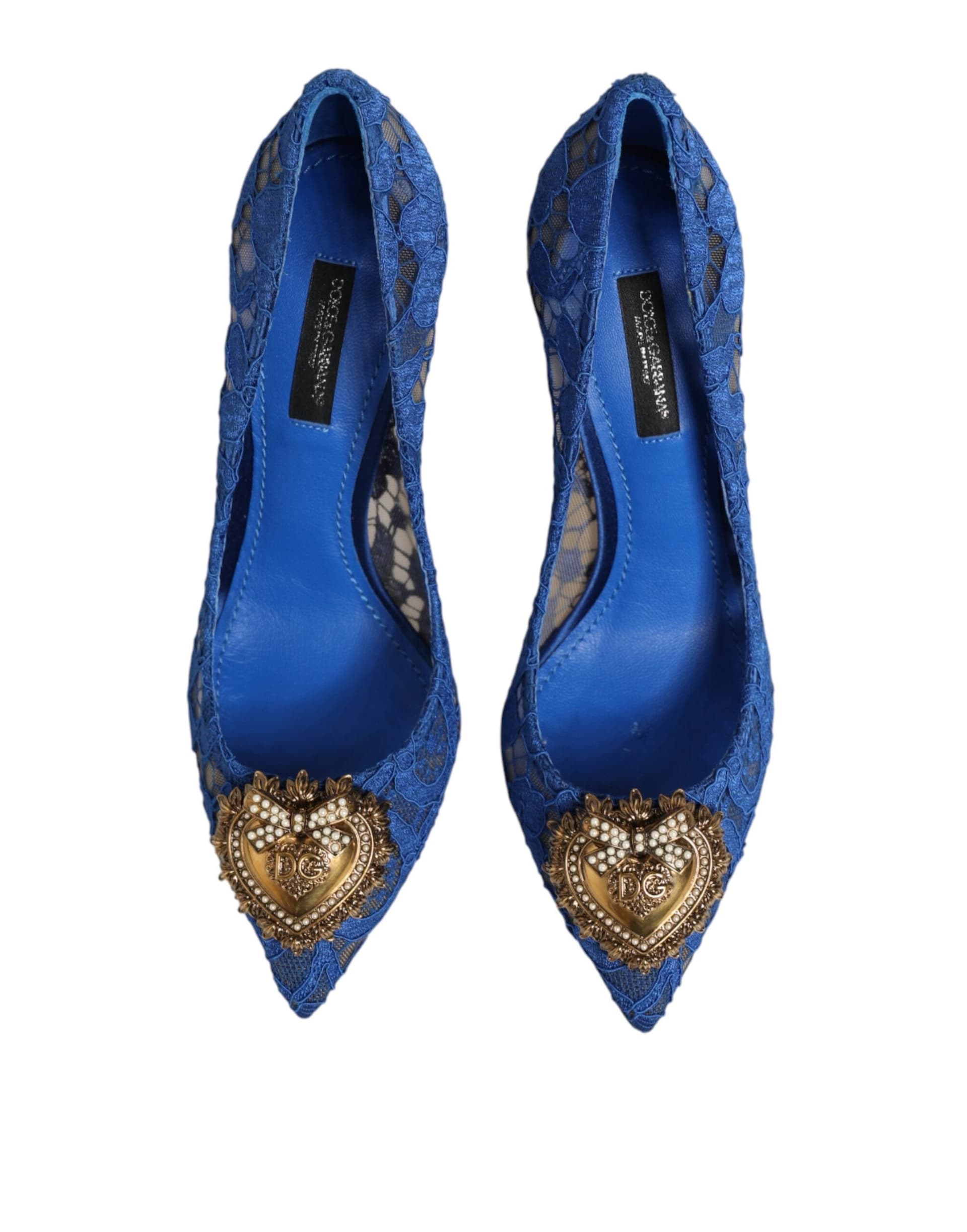 Dolce & Gabbana Blue Taormina Lace DEVOTION Pumps Shoes \ - 2