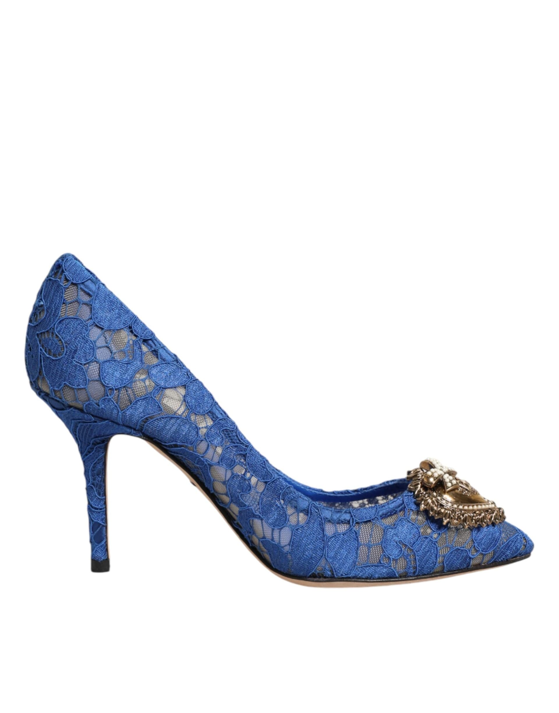Dolce & Gabbana Blue Taormina Lace DEVOTION Pumps Shoes \ - 6