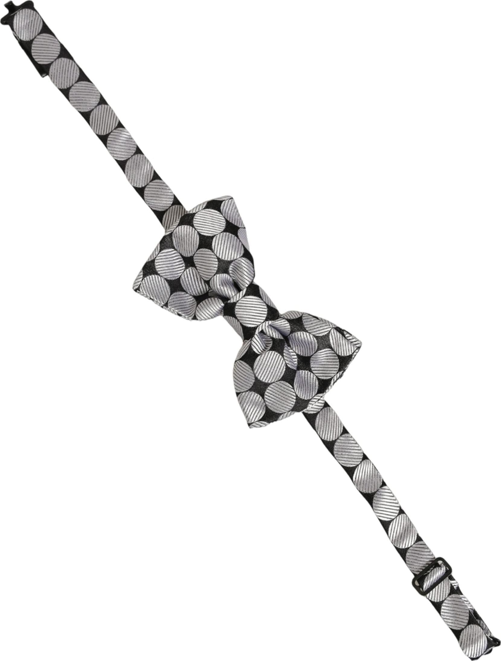 Dolce & Gabbana Men Black Silver Circles Adjustable Neck Papillon Bow Tie - 2