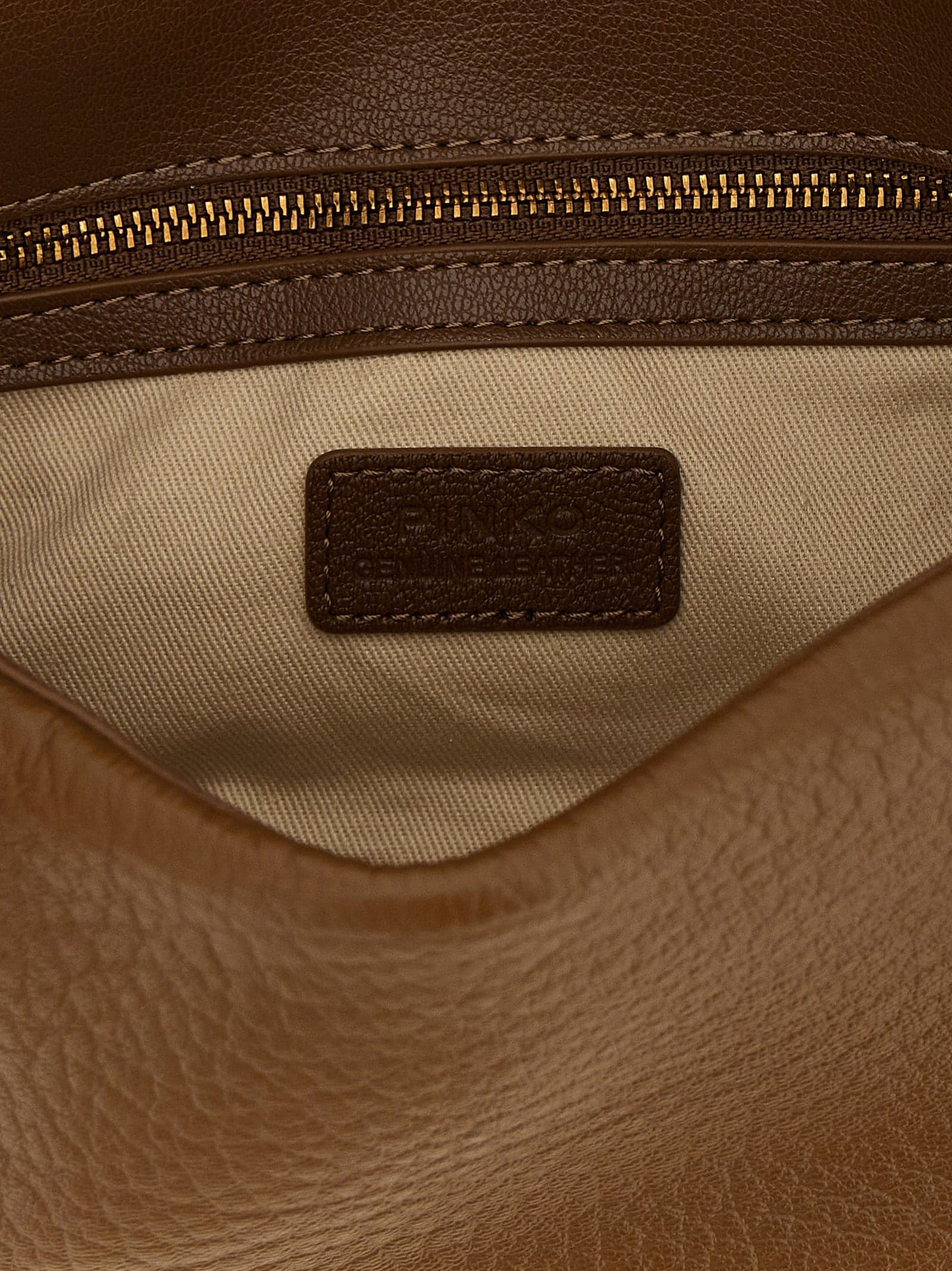 PINKO Brown Lamb Leather Shoulder Bag - 4