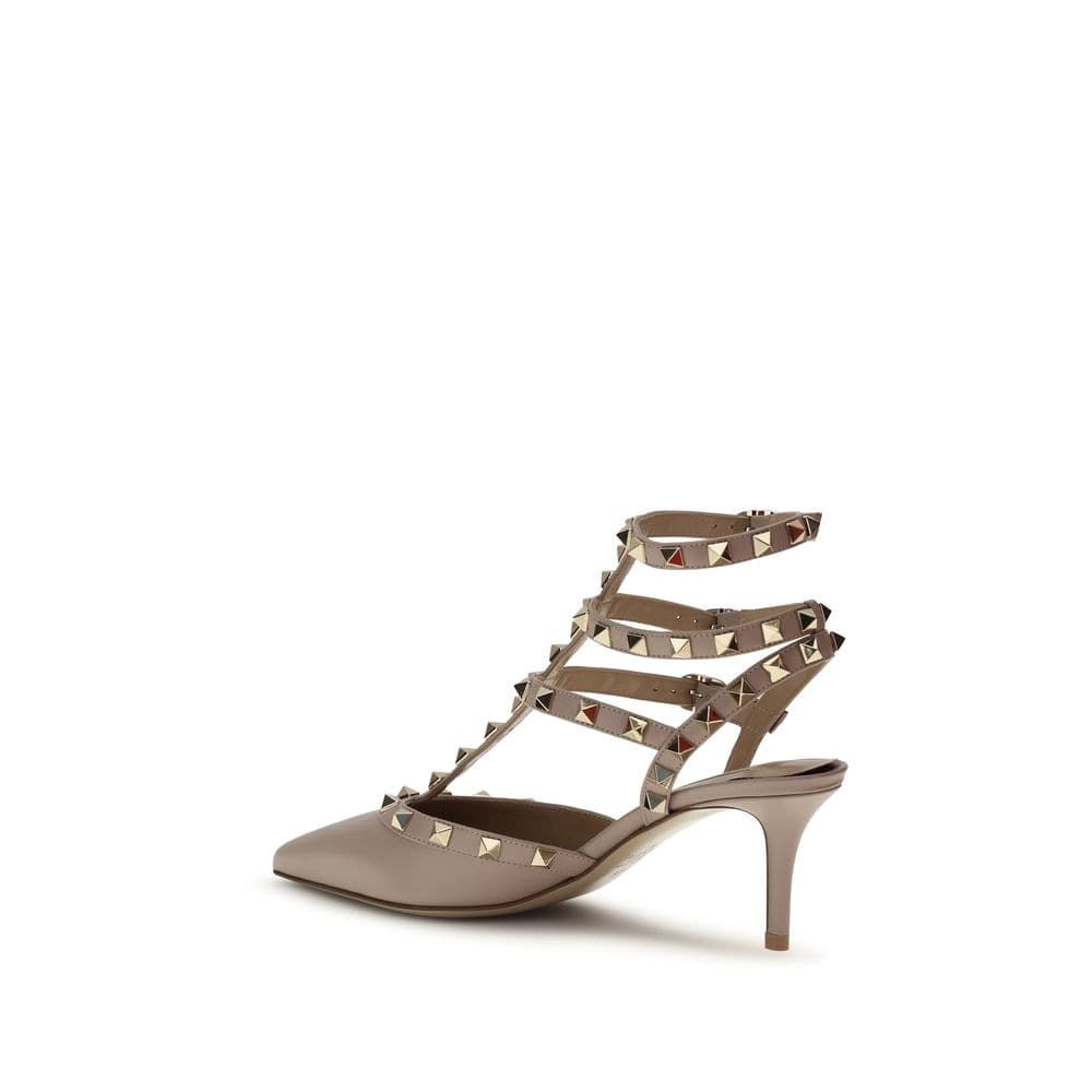 Valentino Garavani Beige Calf Leather Bos Taurus Mid Heel Pumps - 3