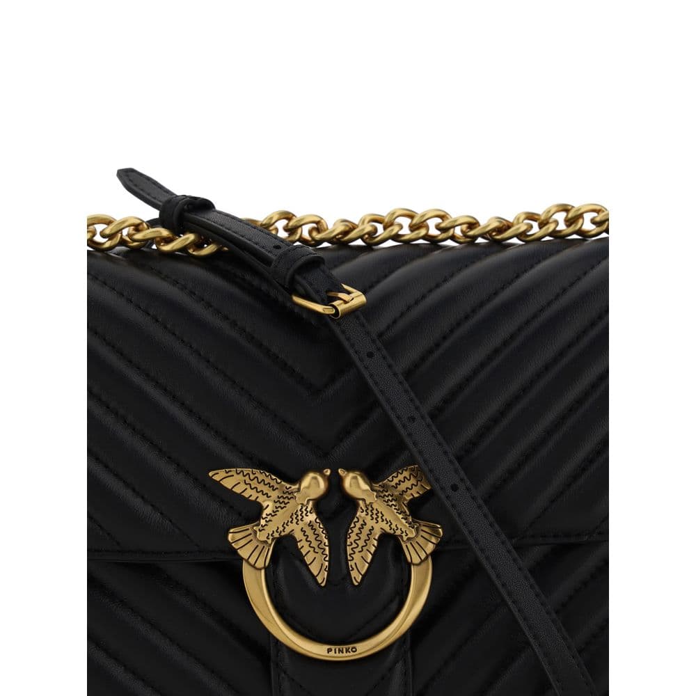 PINKO Black Calf Leather Bos Taurus Shoulder Bag - 4