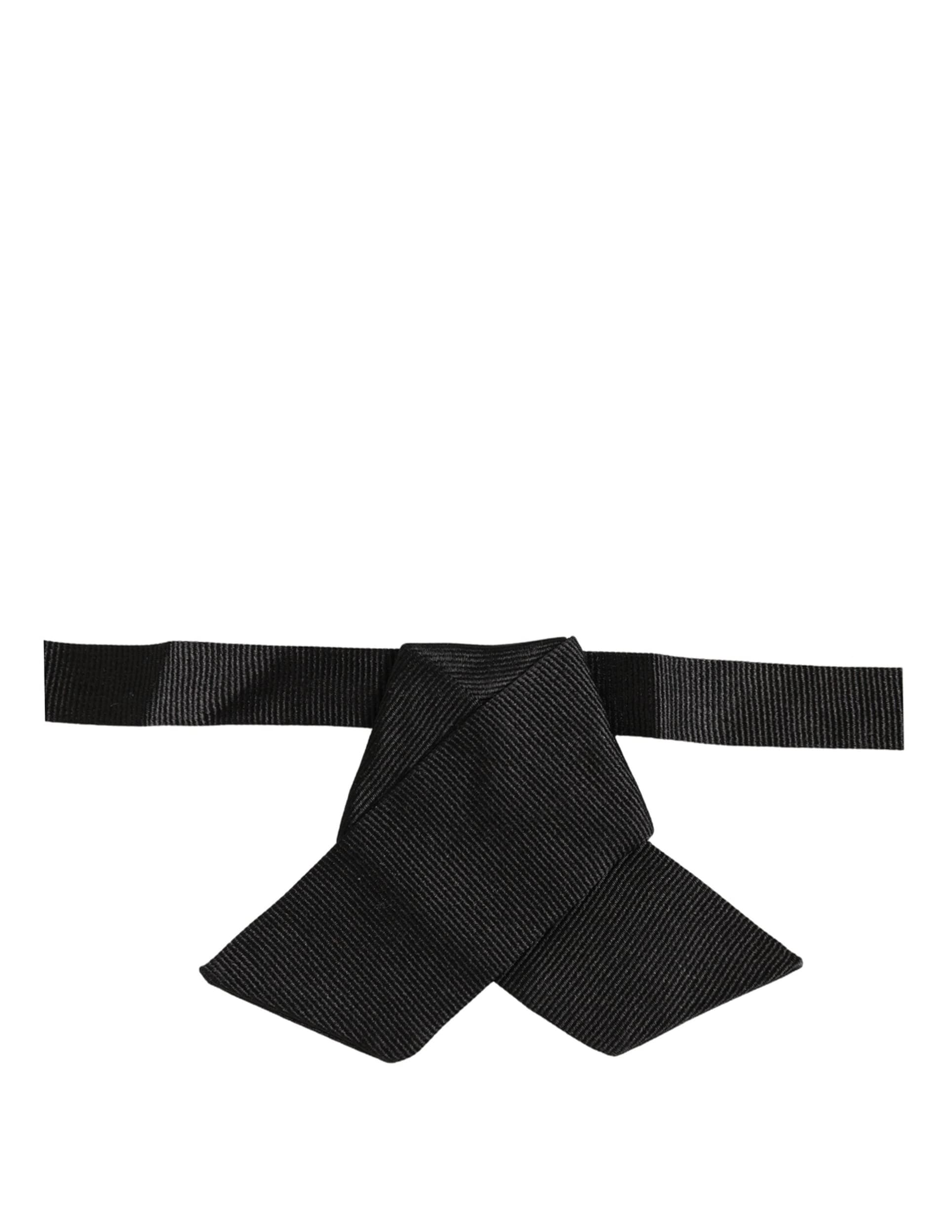 Dolce & Gabbana Men Black 100% SIlk Adjustable Neck Papillon Bow Tie - 3