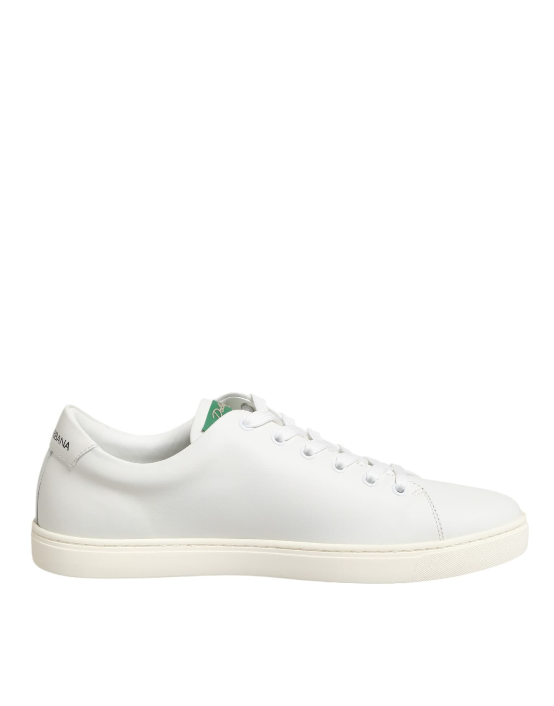 Dolce & Gabbana White Leather Rose Embroidery Low-Top  Shoes - 6