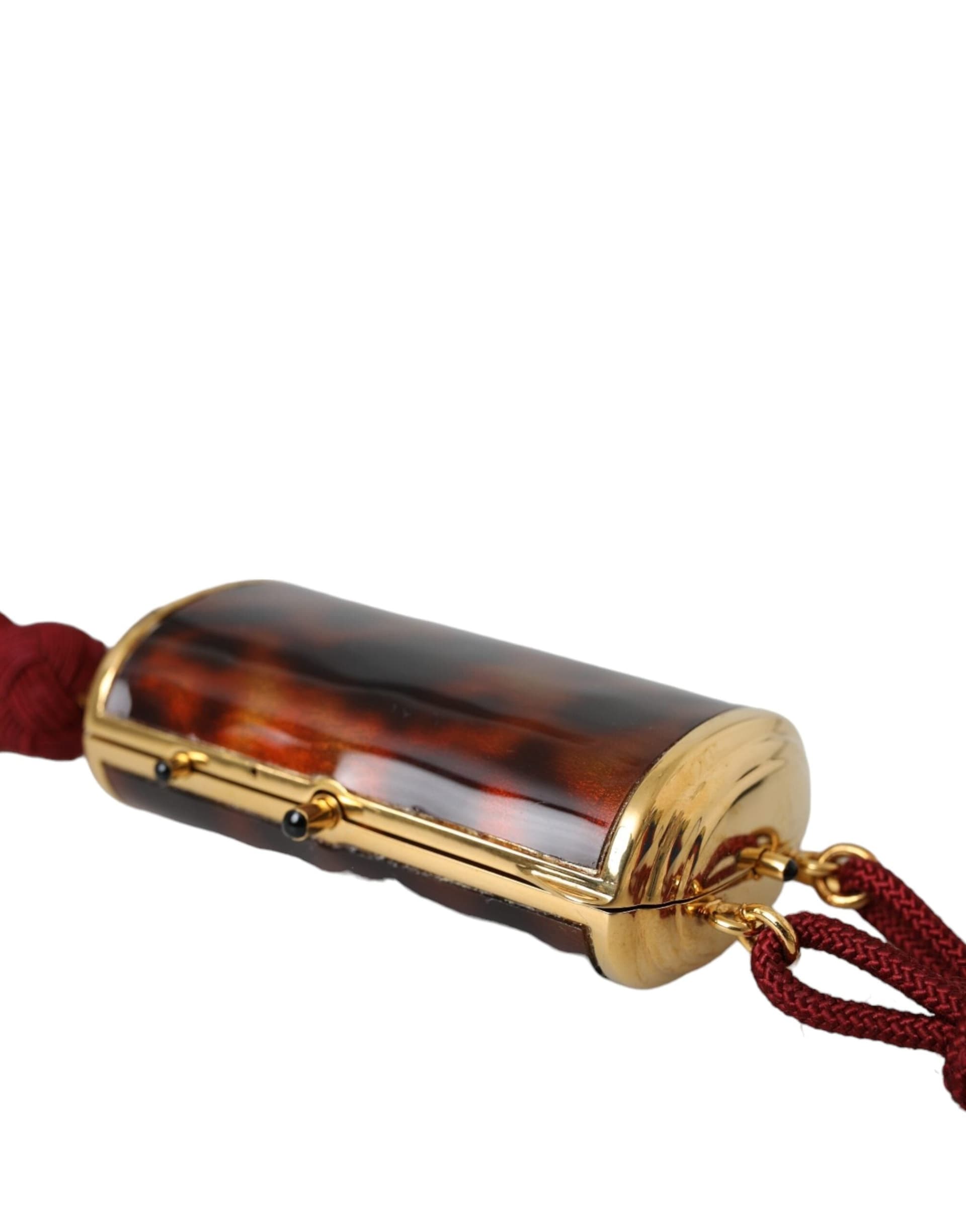 Dolce & Gabbana Brown Leopard Mini Mirror Tassel Make Up Holder Bag - 4