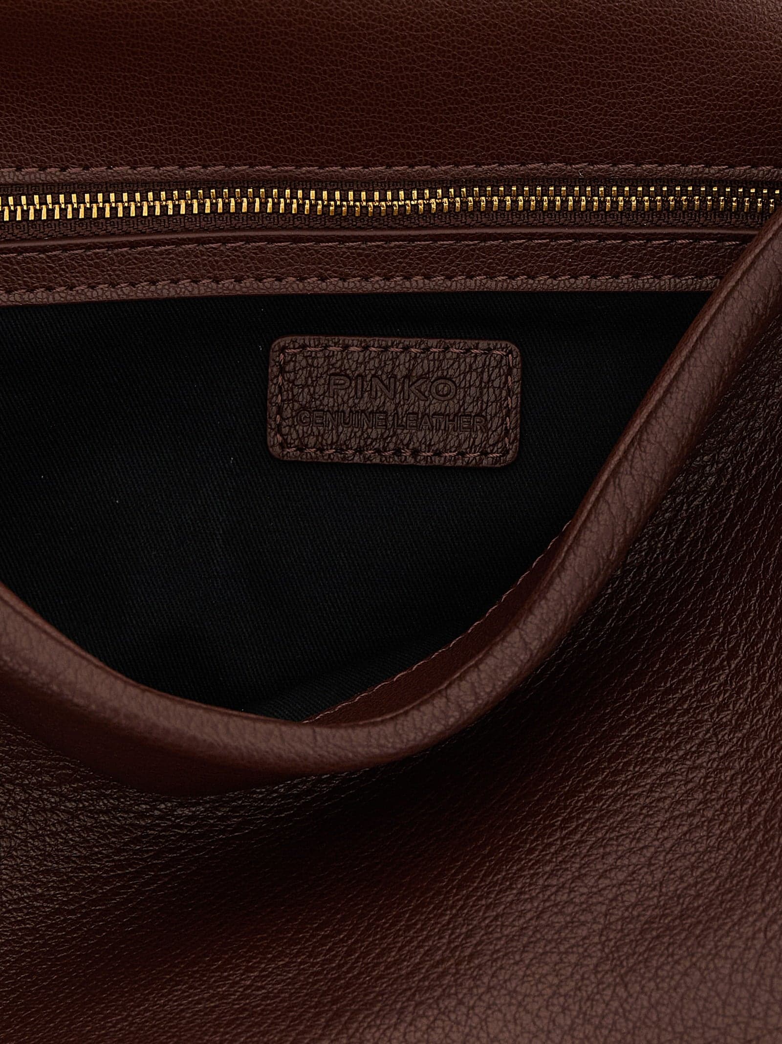 PINKO Brown Lamb Leather Shoulder Bag - 4