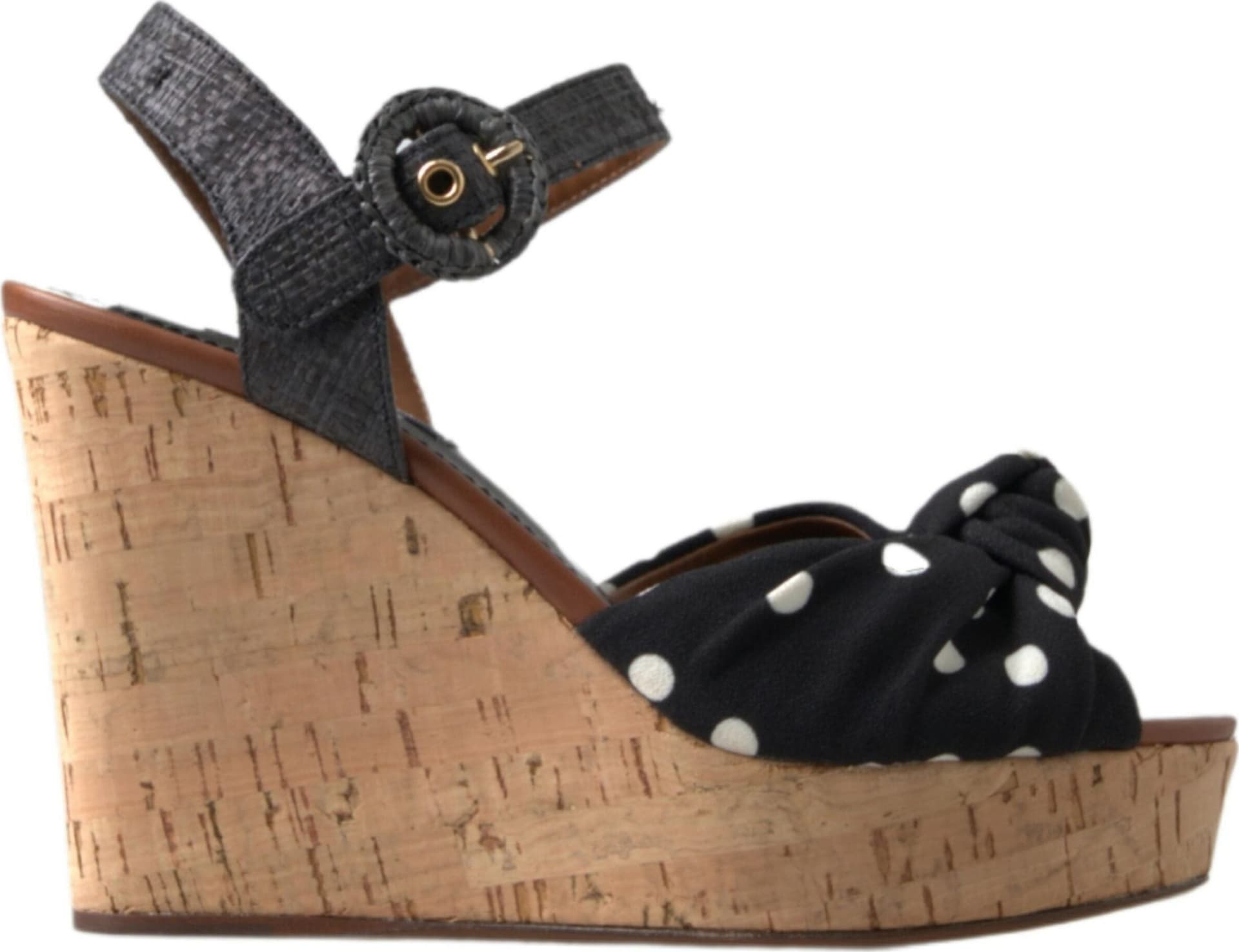 Dolce & Gabbana Black  Wedges Polka Dotted Ankle Strap Shoes Sandals - 3