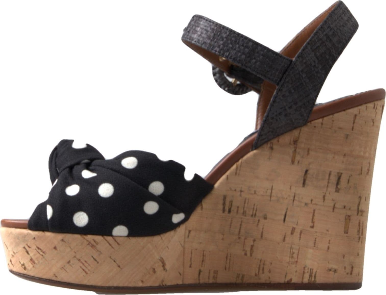 Dolce & Gabbana Black  Wedges Polka Dotted Ankle Strap Shoes Sandals - 4