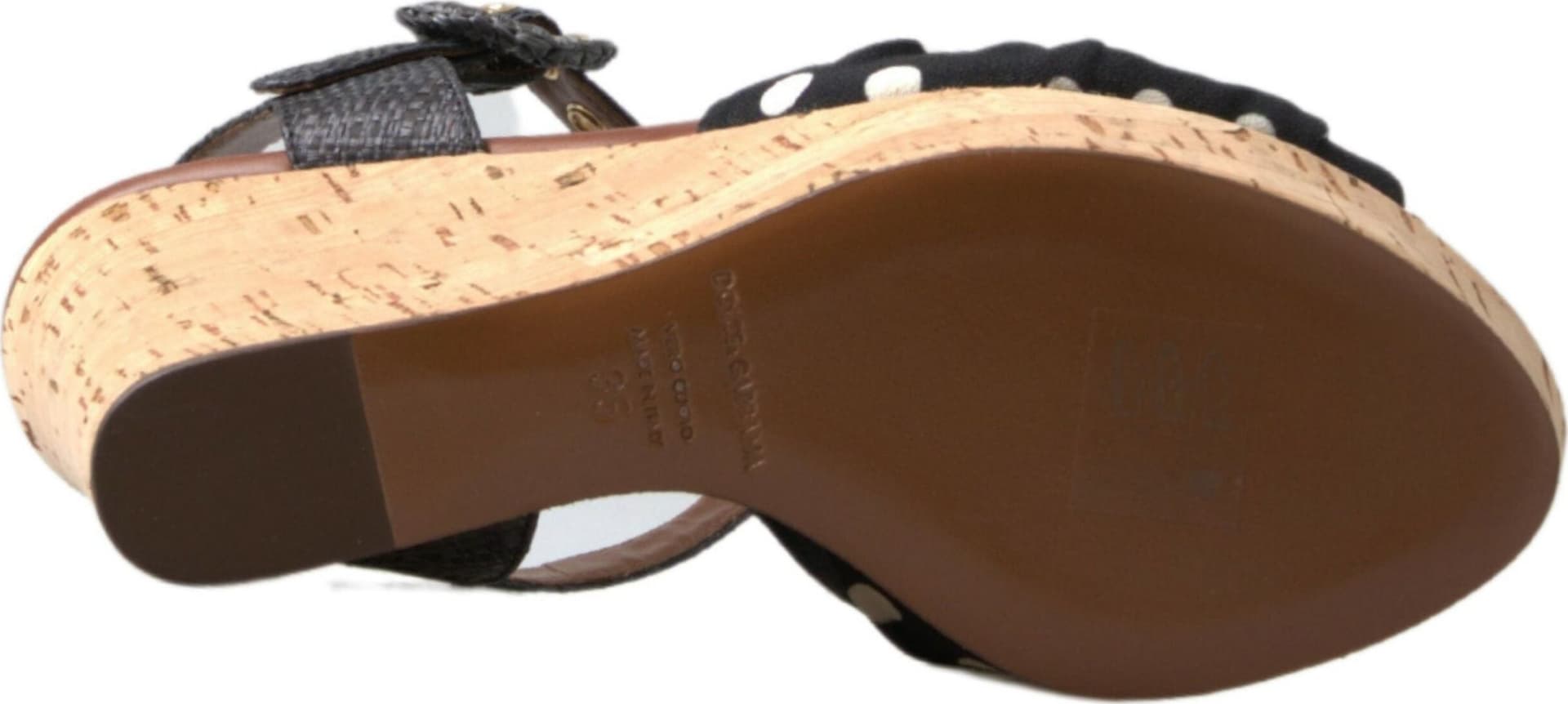 Dolce & Gabbana Black  Wedges Polka Dotted Ankle Strap Shoes Sandals - 5