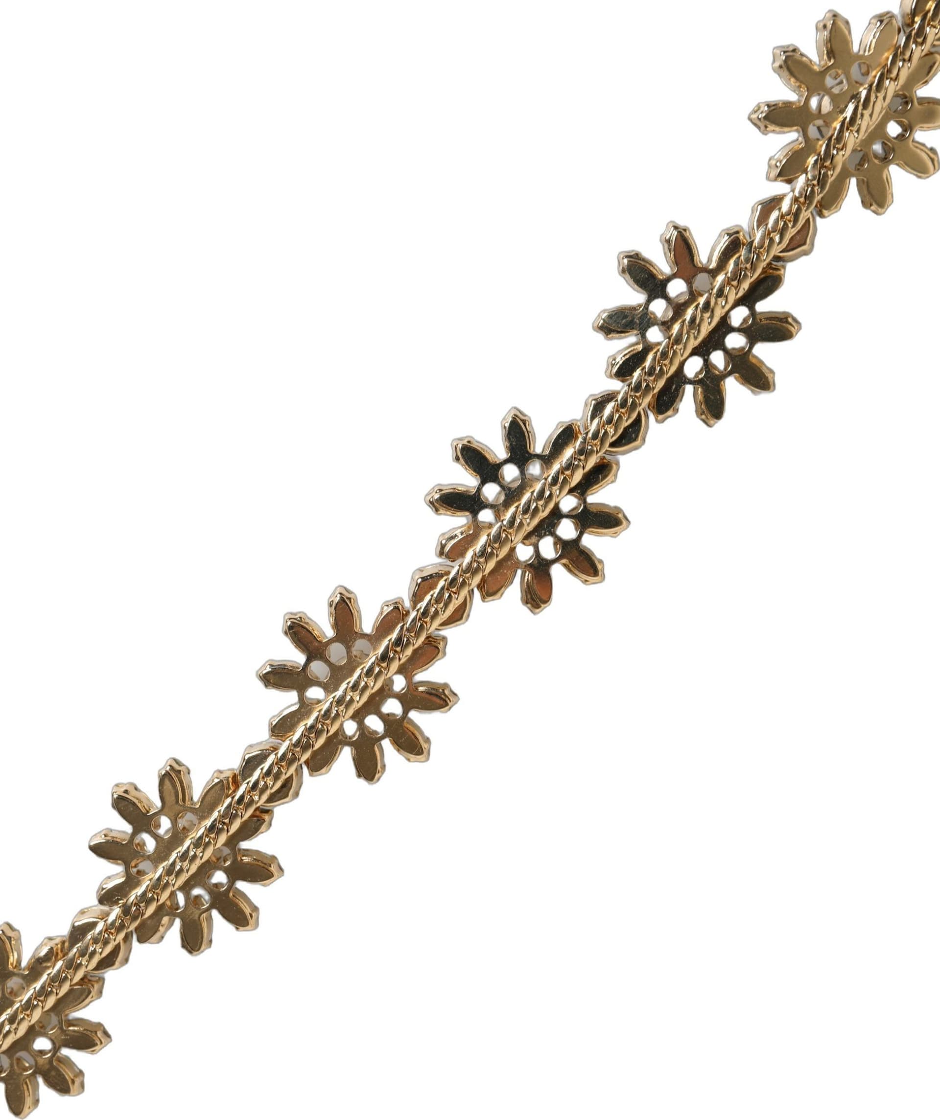 Dolce & Gabbana Green Leather Daisy Crystal Embellished Waist Belt - 6