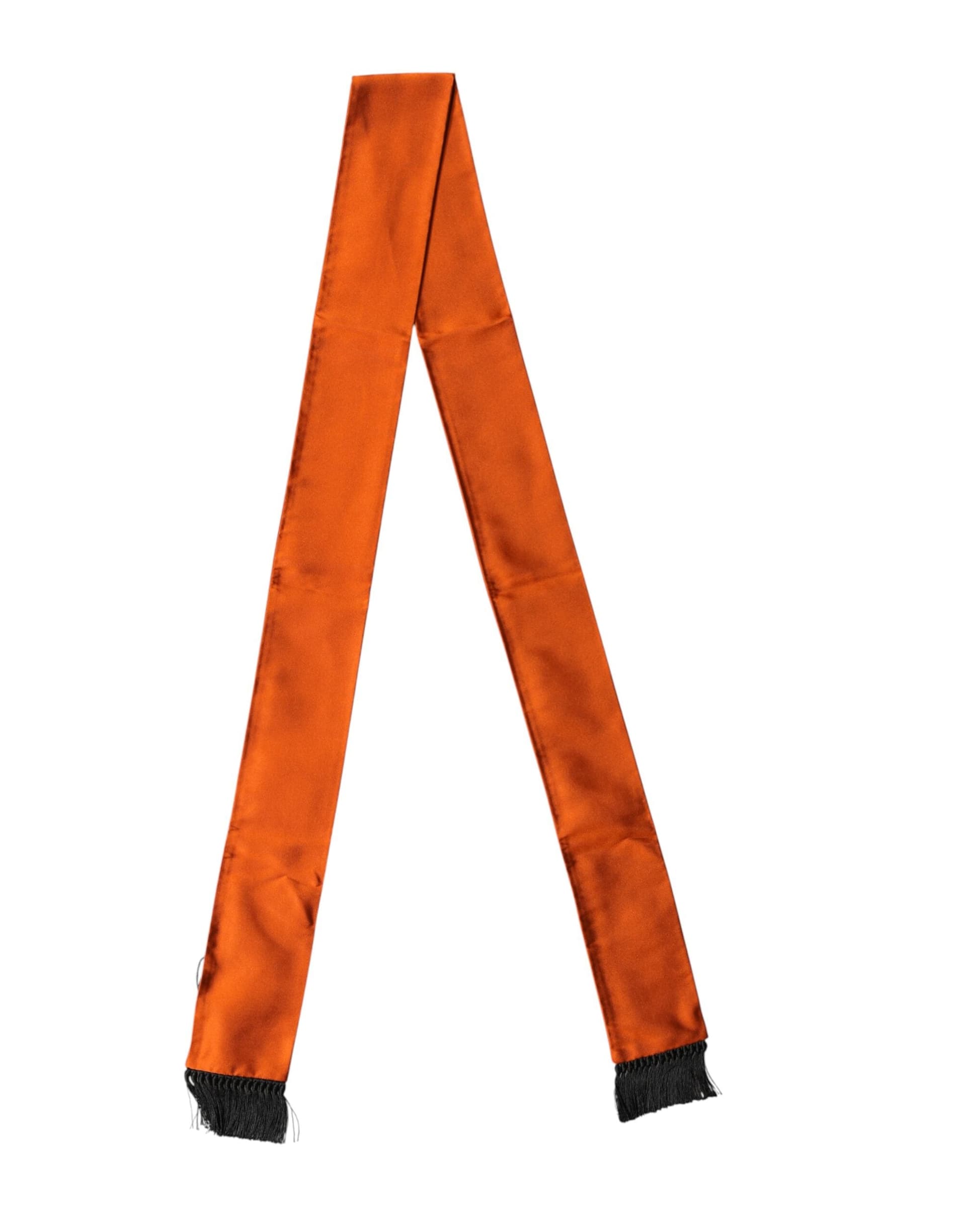 Dolce & Gabbana Orange Silk Fringes Neck Wrap Foulard Scarf - 2